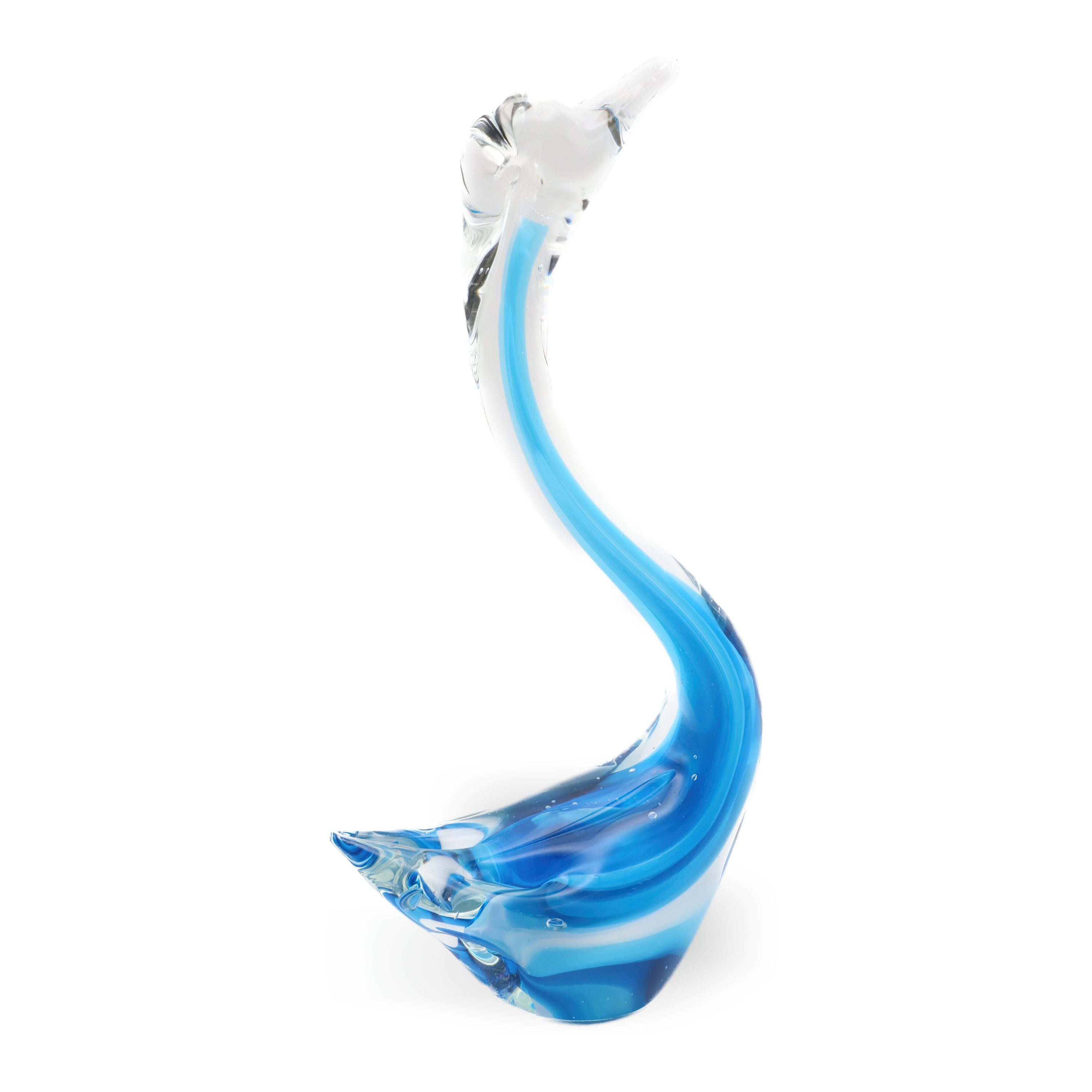 Blauer Murano Schwan - Italienische Kunstglasfigur - Vintage Handgeblasener Glasschwan - Mid-Century Deko-Sammlerstück