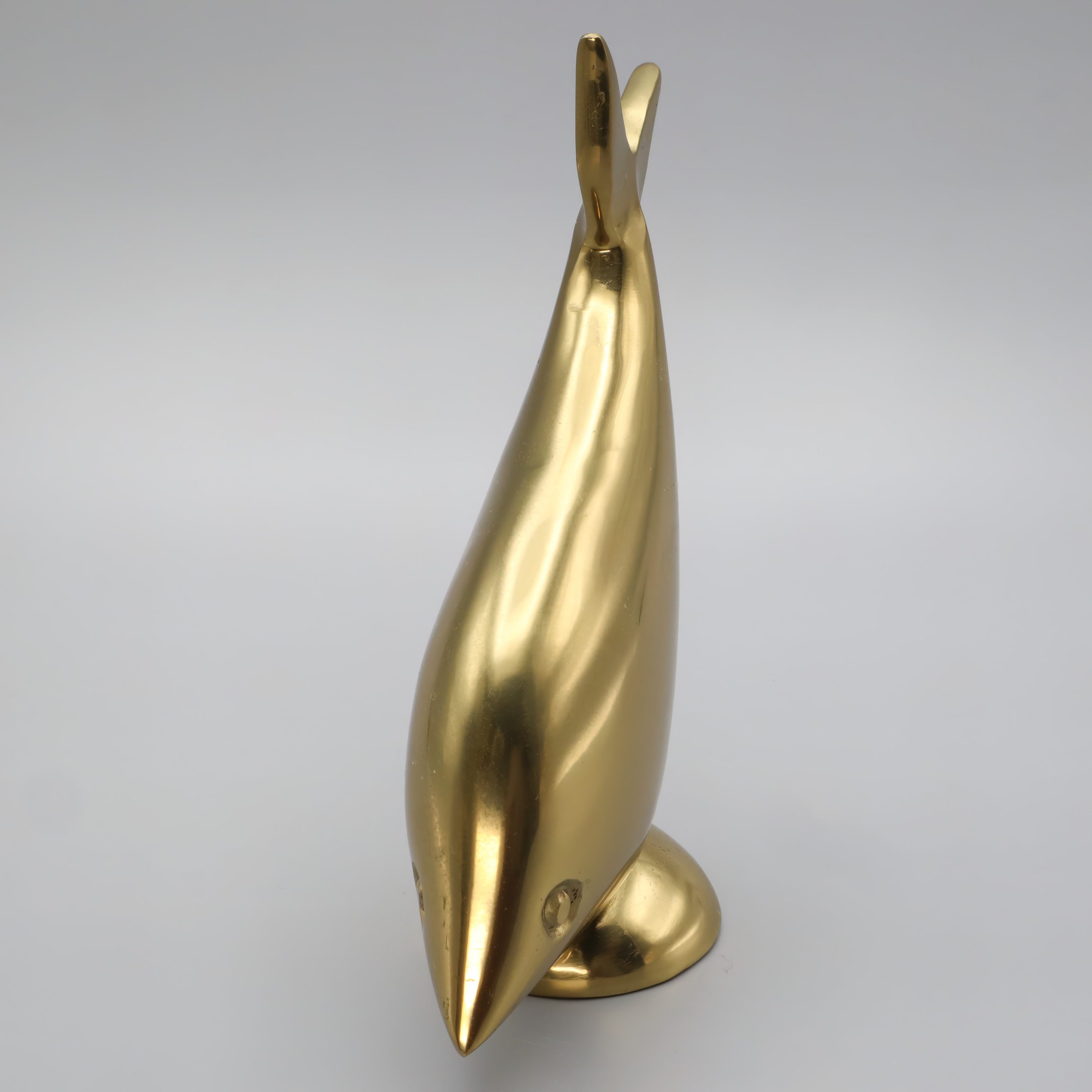 Messing Fisch Figur – Massive Metall Art Deco Statue - Vintage Messing Deko - Maritime Fisch Skulptur - Retro Metallfigur
