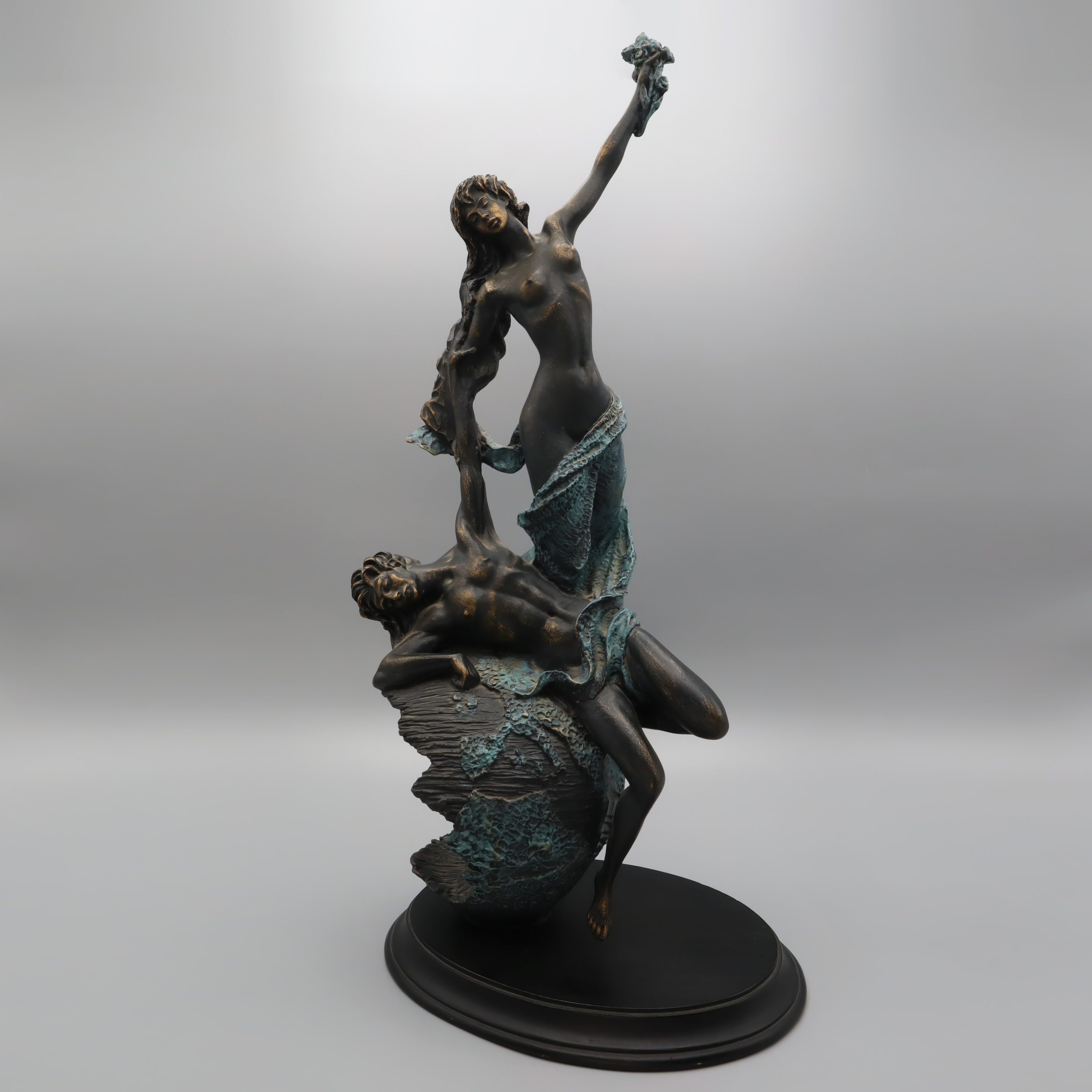 Bronzestatue Allegria - Art-Déco-Figur - Massive Bronzeskulptur - Vintage Wohnaccessoire - Antike Art-Déco-Skulptur