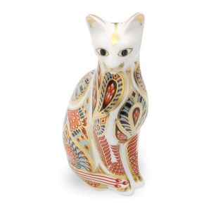 Sammelstück Katze - Vintage Royal Crown Derby Imari Siamkatze - Handbemalte Porzellanfigur - Limitierte Edition Kunstwerk
