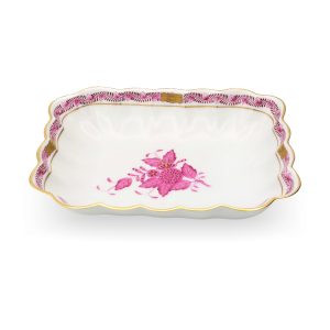 Herend Ungarn Himbeerfarbenes Chinesisches Bouquet Apponyi Rechteckige Porzellan Servierplatte