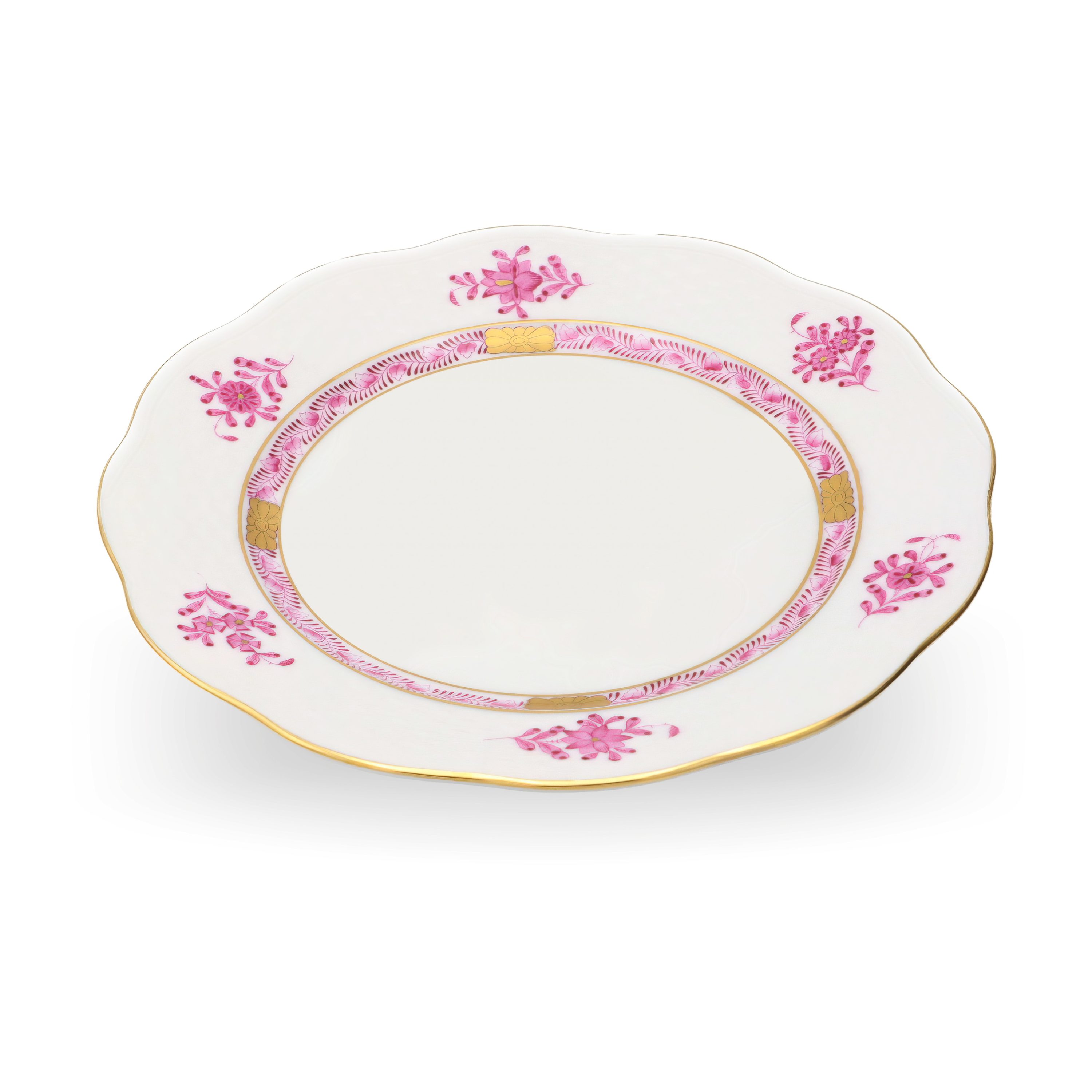 Herend Ungarn Himbeerfarbenes Chinesisches Bouquet Apponyi Teetasse - Untertasse - Dessertteller Set