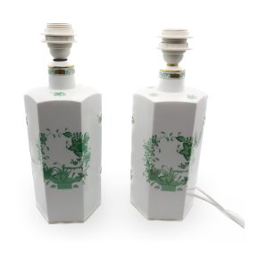 Herendi Lampen - Paar Vintage Tischlampen Aus Porzellan - Handbemalte Herend Lampe - Antike Keramikbeleuchtung