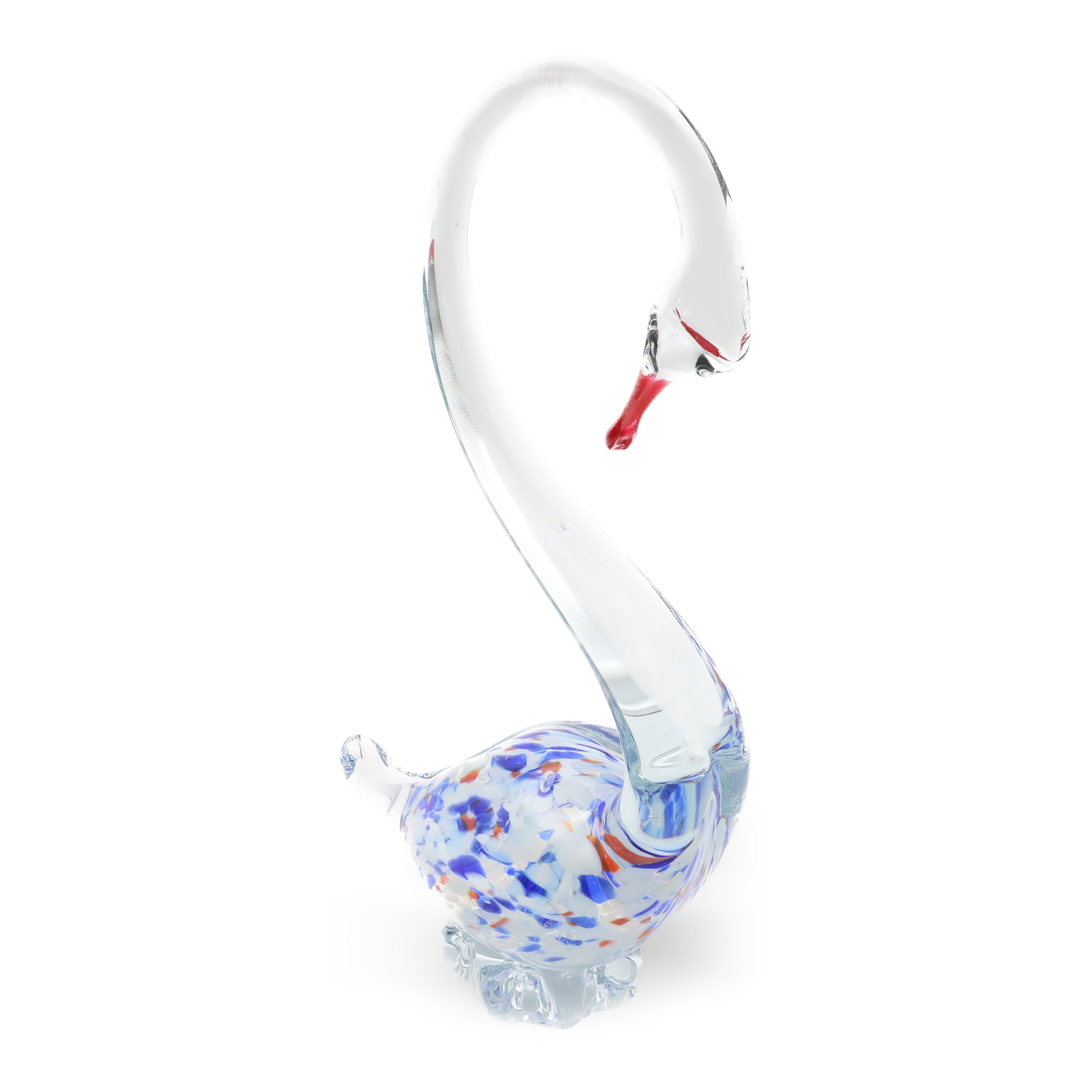 Großer Murano-Schwan - Mehrfarbiger Kristallvogel - Vintage Mundgeblasener Glas-Schwan - Italienische Glasfigur - Retro Wohnaccessoire