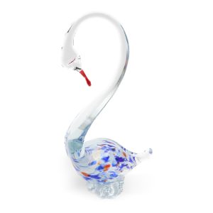 Großer Murano-Schwan - Mehrfarbiger Kristallvogel - Vintage Mundgeblasener Glas-Schwan - Italienische Glasfigur - Retro Wohnaccessoire