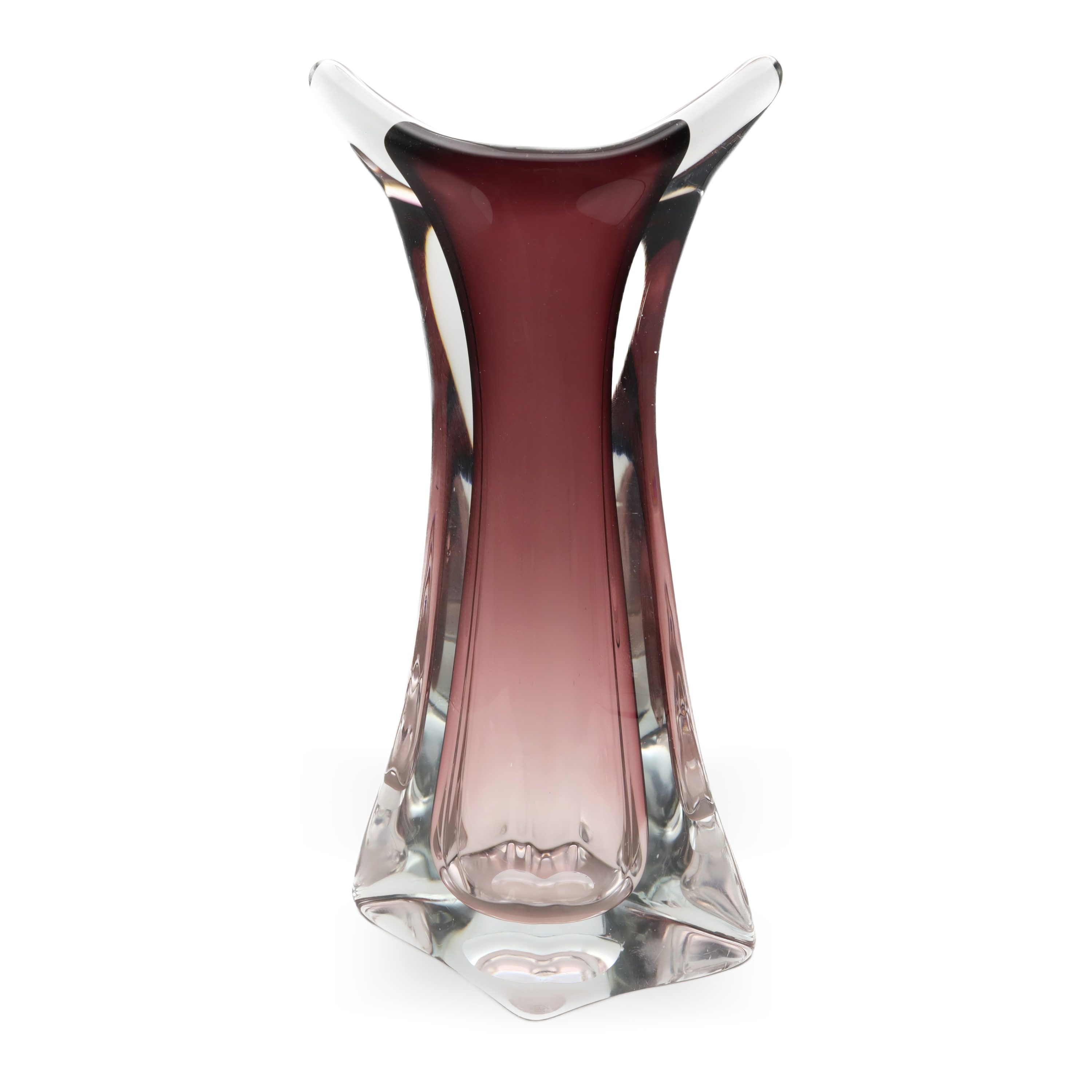 Große Murano Vase - Rosa Geblasenes Kristallglas-Gefäß - Handgefertigte Italienische Kunst Aus Glas - Vintage Wohnaccessoire