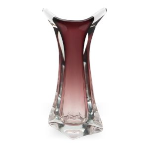 Große Murano Vase - Rosa Geblasenes Kristallglas-Gefäß - Handgefertigte Italienische Kunst Aus Glas - Vintage Wohnaccessoire