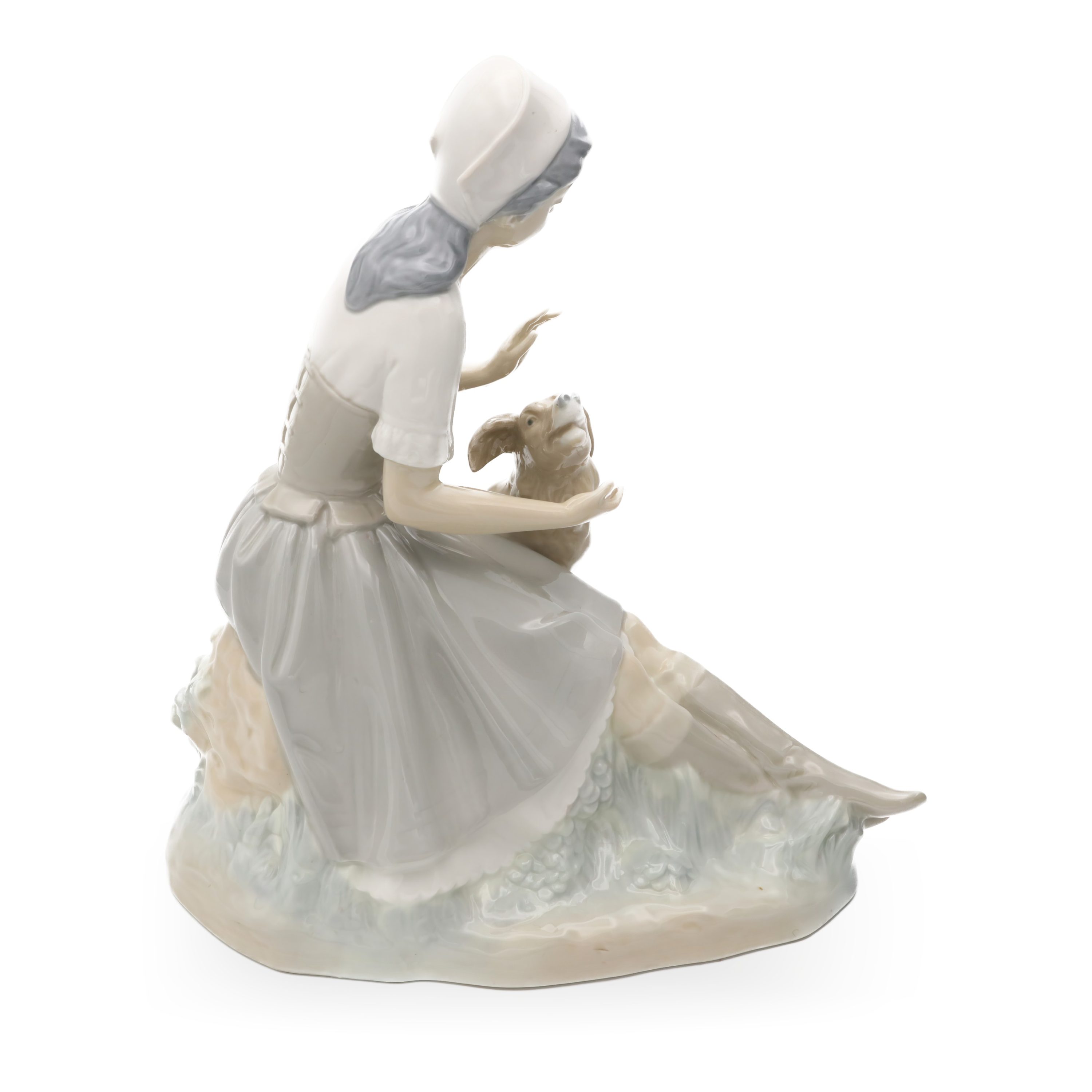 Lladró Mädchen Mit Hund - NAO Figur Mädchen Mit Welpe - Handgefertigtes Vintage Spanisches Porzellan - Sammelbare Keramikskulptur