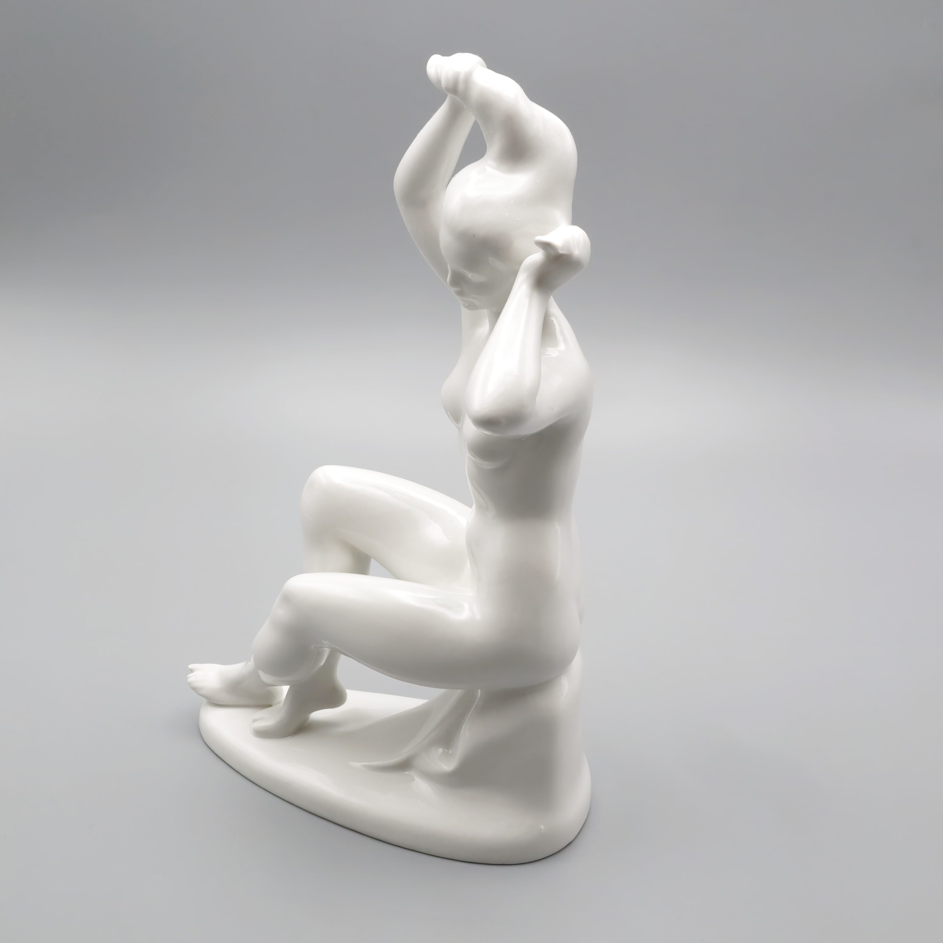 Mid-Century Modern Aktfigur - Helena Von Troja - Frau In Anmutiger Pose - Seltene Unbemalte Version