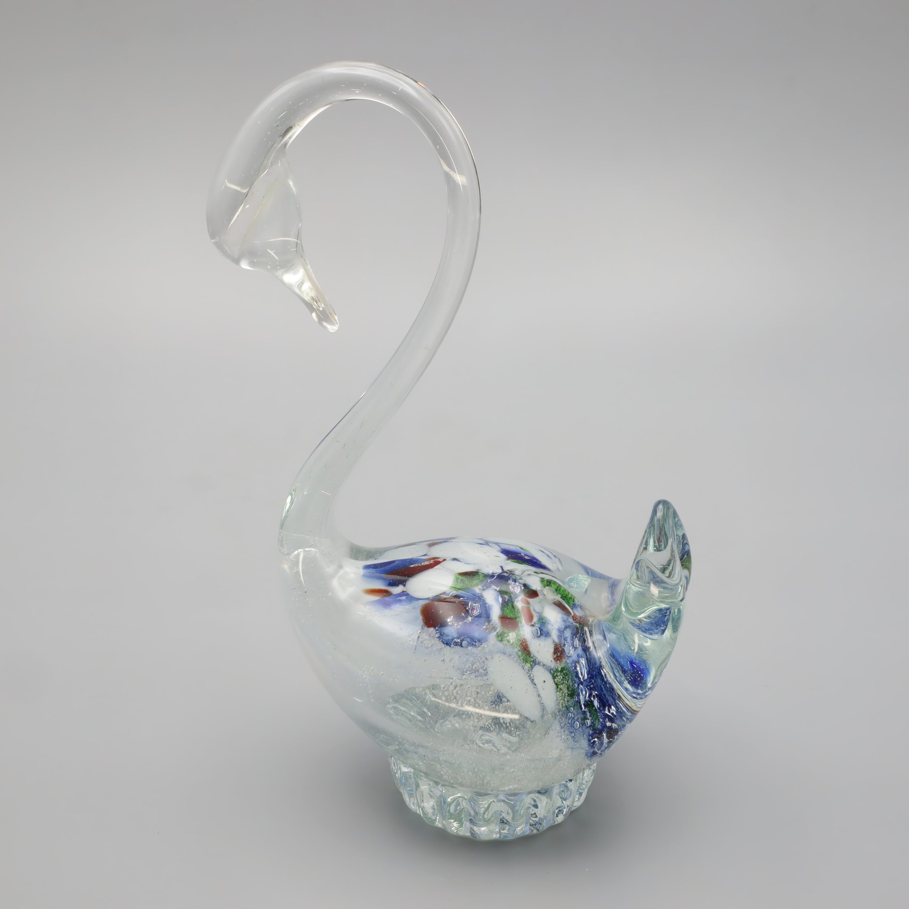 Murano Glas Geblasener Kristallschwan - Große Vogel Figur - Venezianische Kunstglas Dekoration - Vintage Glasfigur
