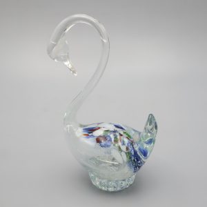 Murano Glas Geblasener Kristallschwan - Große Vogel Figur - Venezianische Kunstglas Dekoration - Vintage Glasfigur