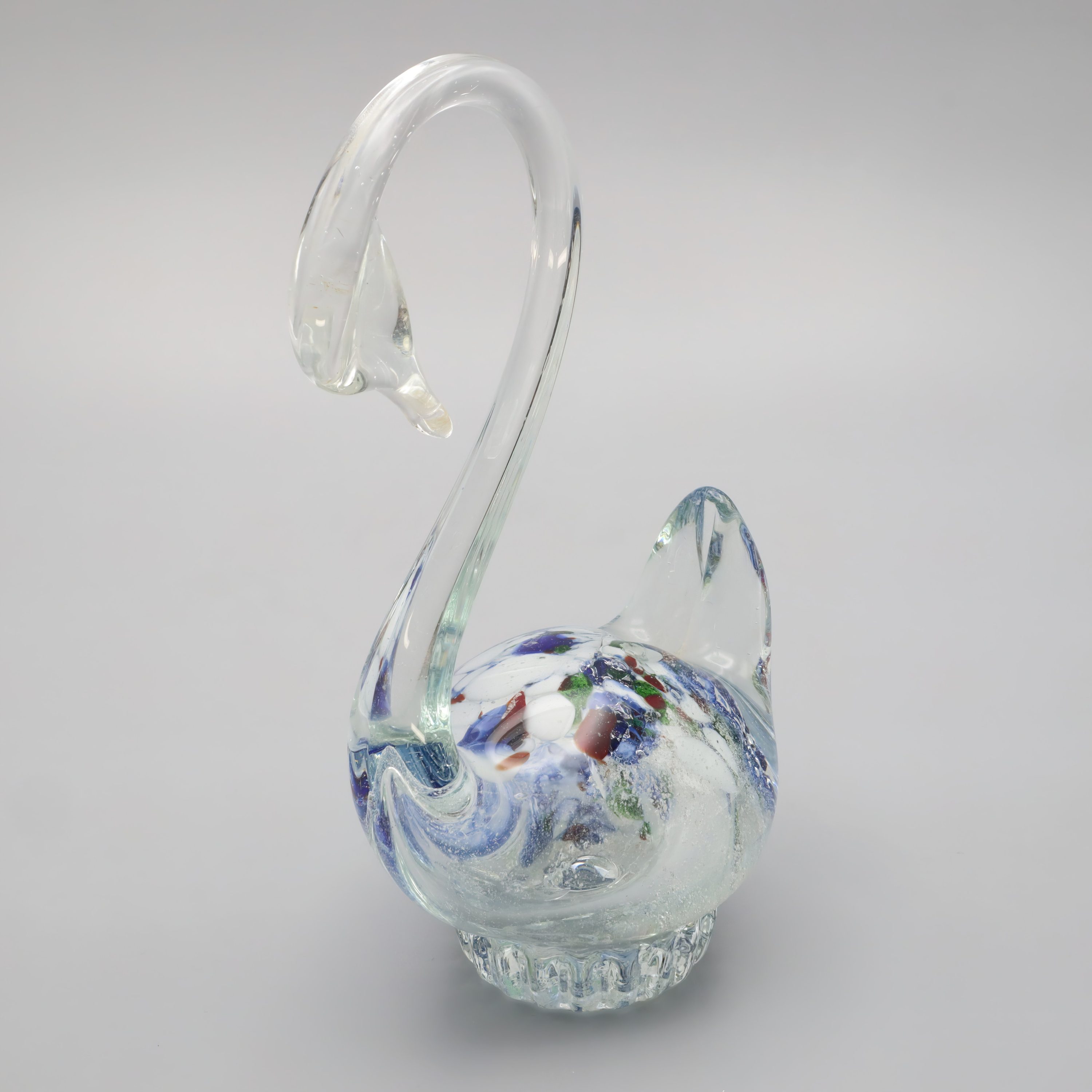 Murano Glas Geblasener Kristallschwan - Große Vogel Figur - Venezianische Kunstglas Dekoration - Vintage Glasfigur