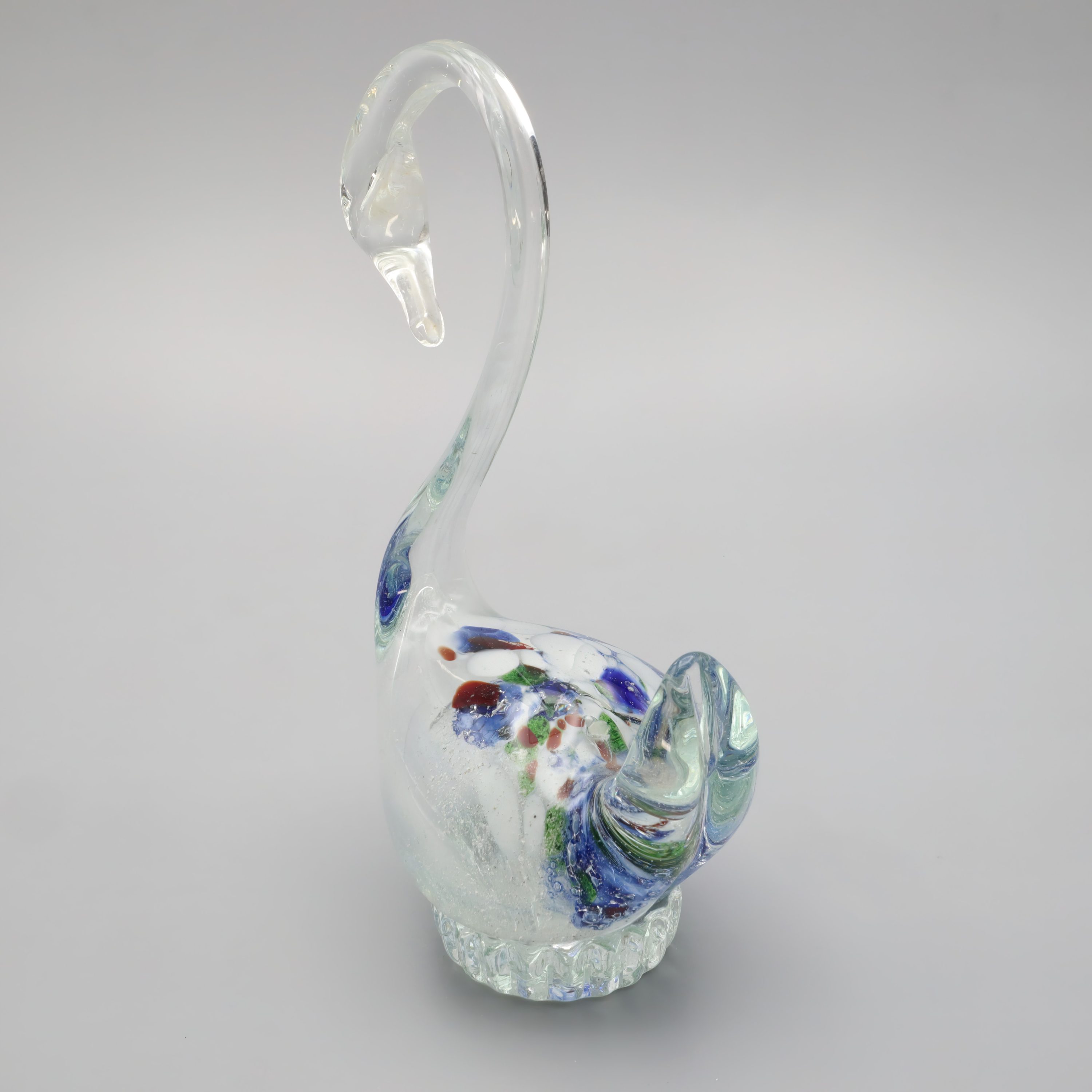 Murano Glas Geblasener Kristallschwan - Große Vogel Figur - Venezianische Kunstglas Dekoration - Vintage Glasfigur