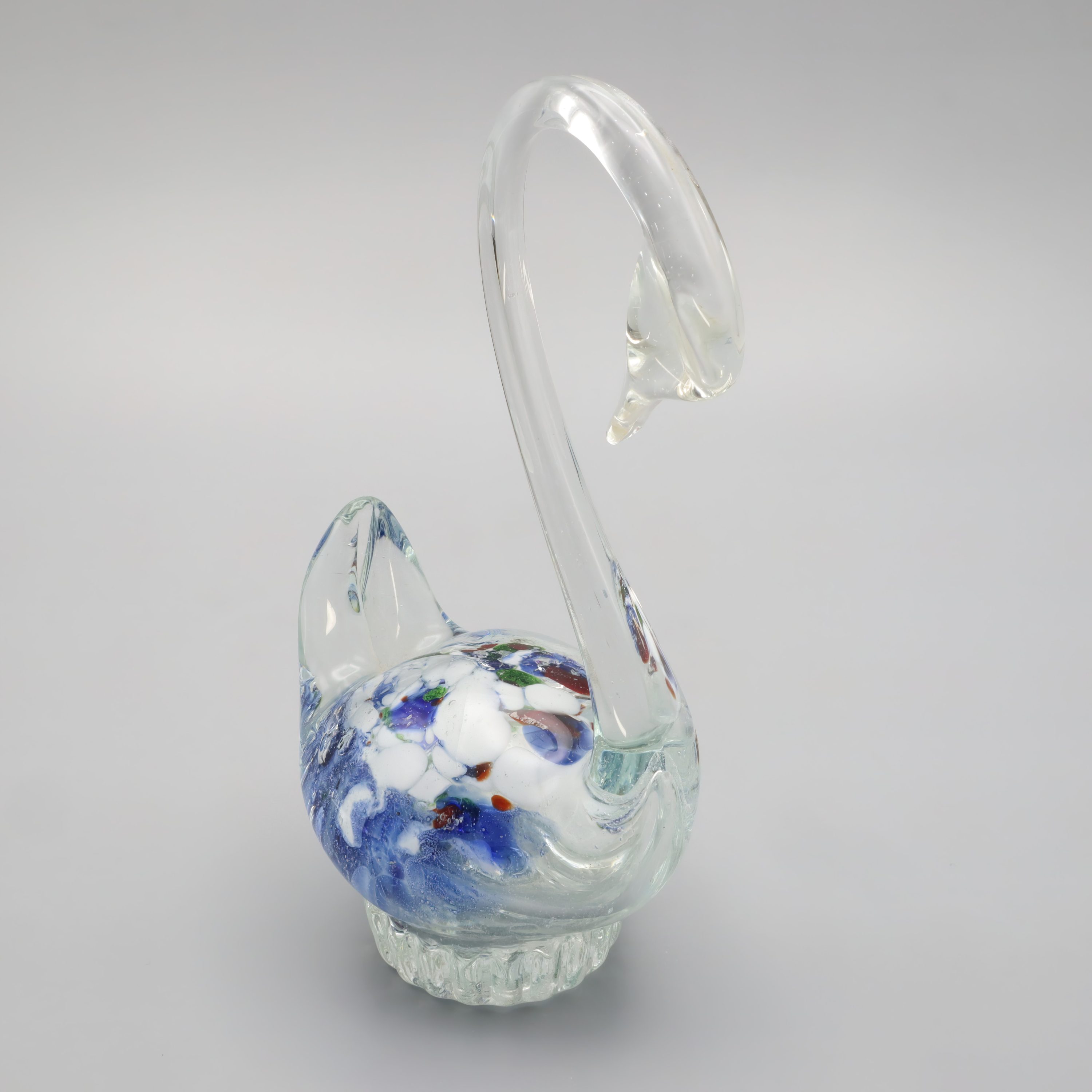 Murano Glas Geblasener Kristallschwan - Große Vogel Figur - Venezianische Kunstglas Dekoration - Vintage Glasfigur