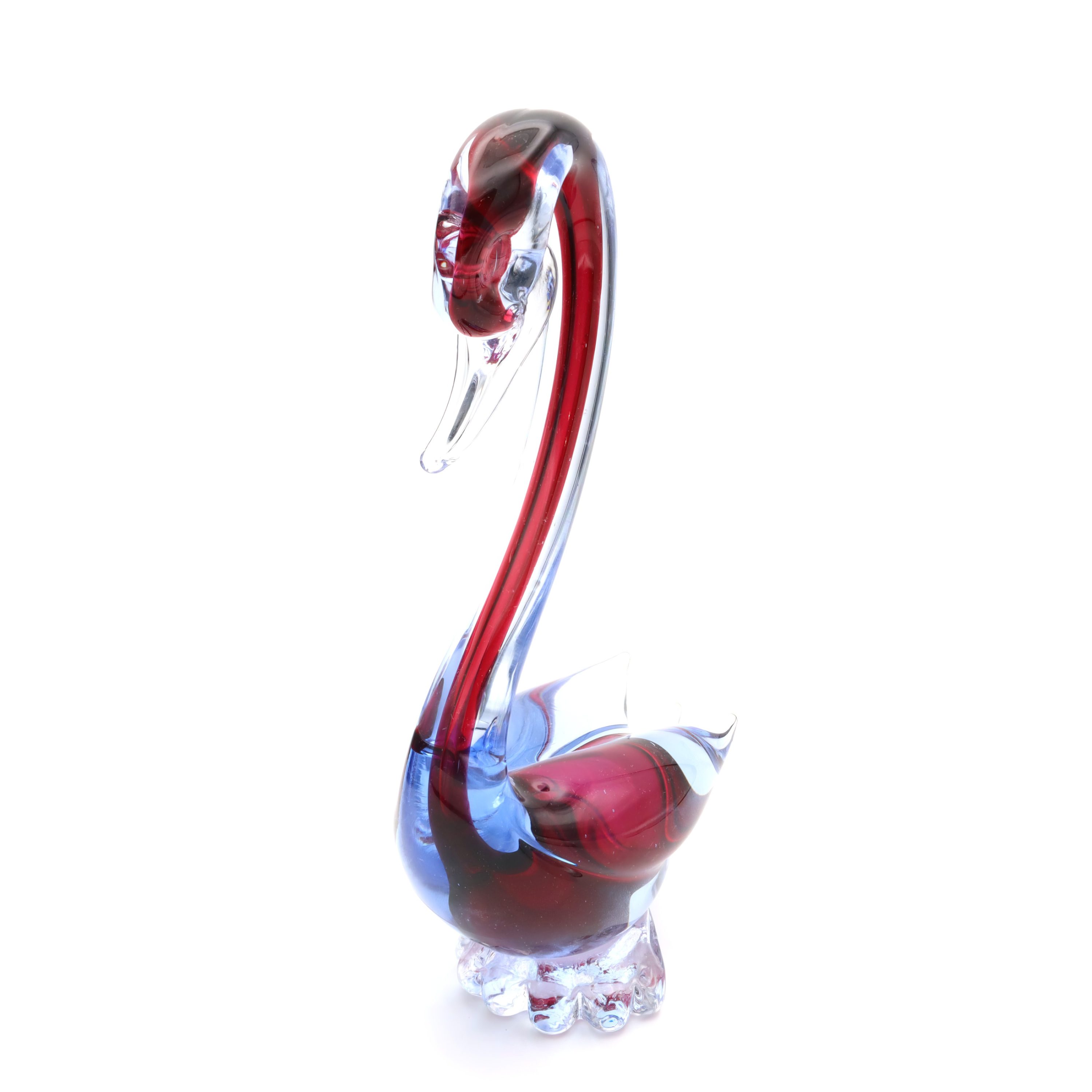 Murano Glas Lila Schwan - Mundgeblasenes Glas - Original Italienischer Schatz - Exquisites Sammlerstück