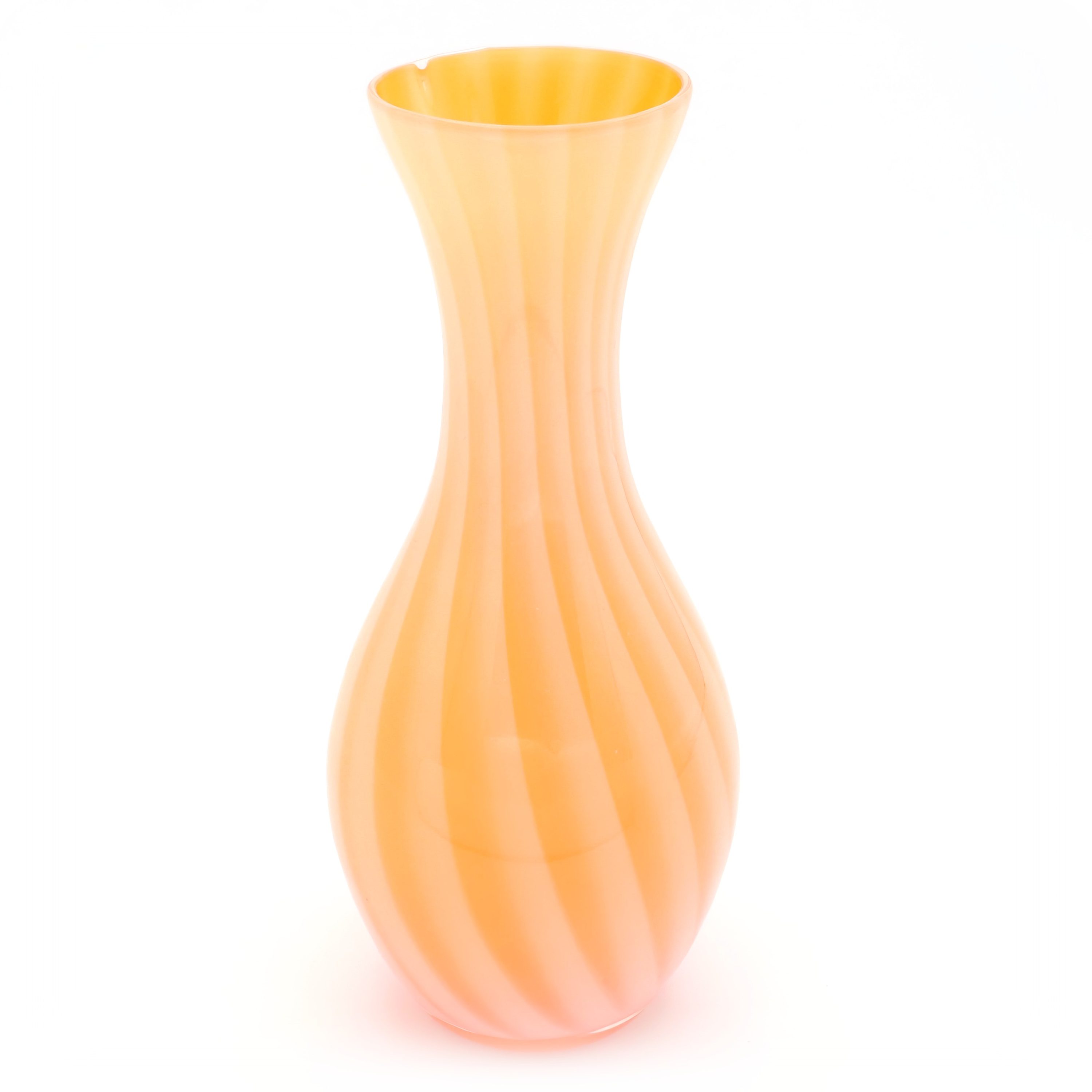 Murano Glas Gelbe Vase - 1980er Vintage Handgefertigt - Original Italienisch - Exquisites Wohnaccessoire