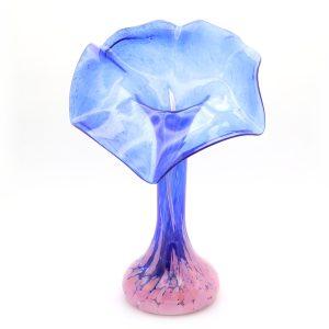 Murano Pink Blue Flower Vase - Mundgeblasen - Italienisches Kunstglas - Vintage Wohnkultur - Sammlerglas - Elegantes Centerpiece