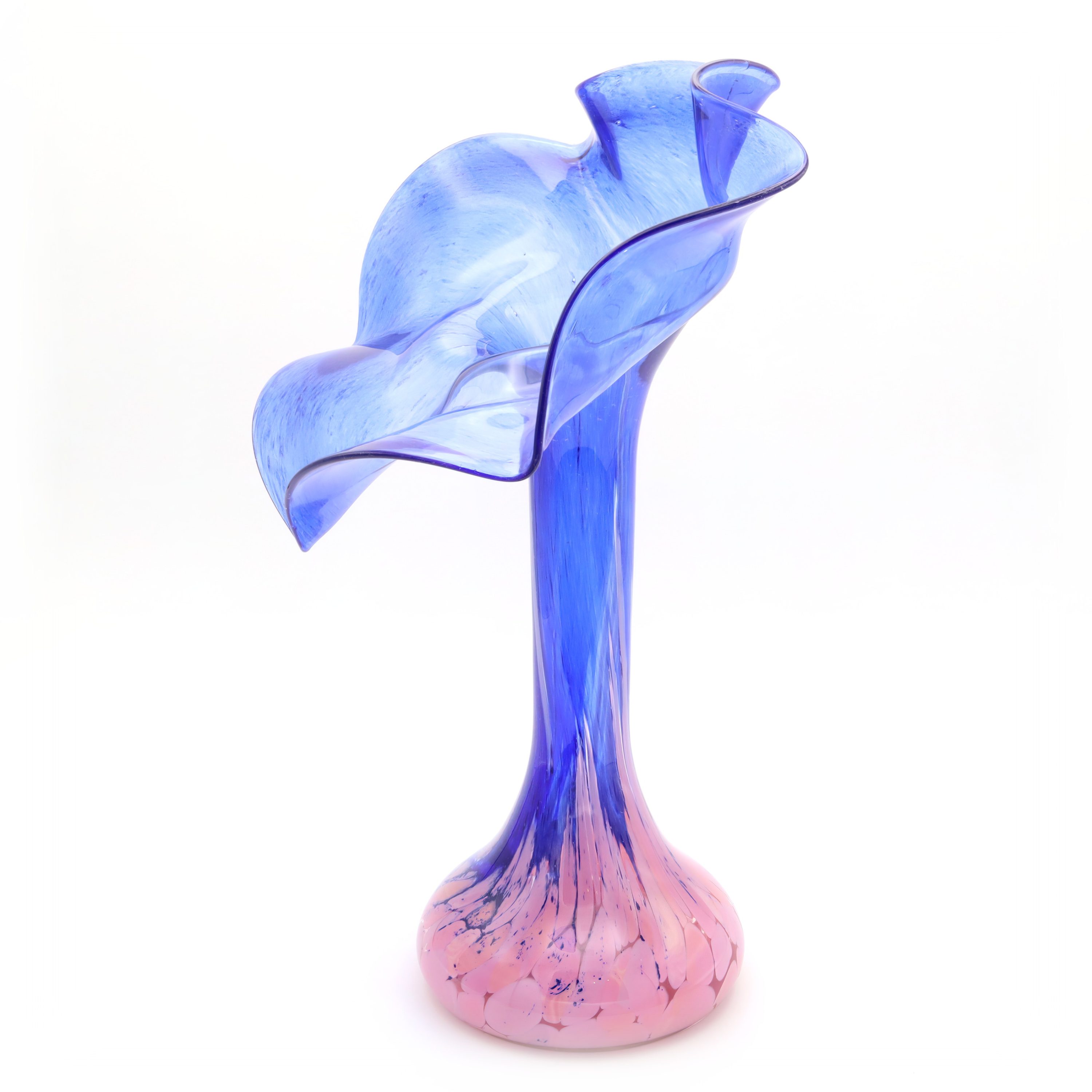 Murano Pink Blue Flower Vase - Mundgeblasen - Italienisches Kunstglas - Vintage Wohnkultur - Sammlerglas - Elegantes Centerpiece