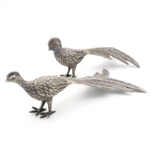 Vintage Metall Fasanenfiguren - Tischdekoration - Für Vogelliebhaber - Rustikale Wohndekoration - Fasanen-Paar - Tier-Sammlerstücke