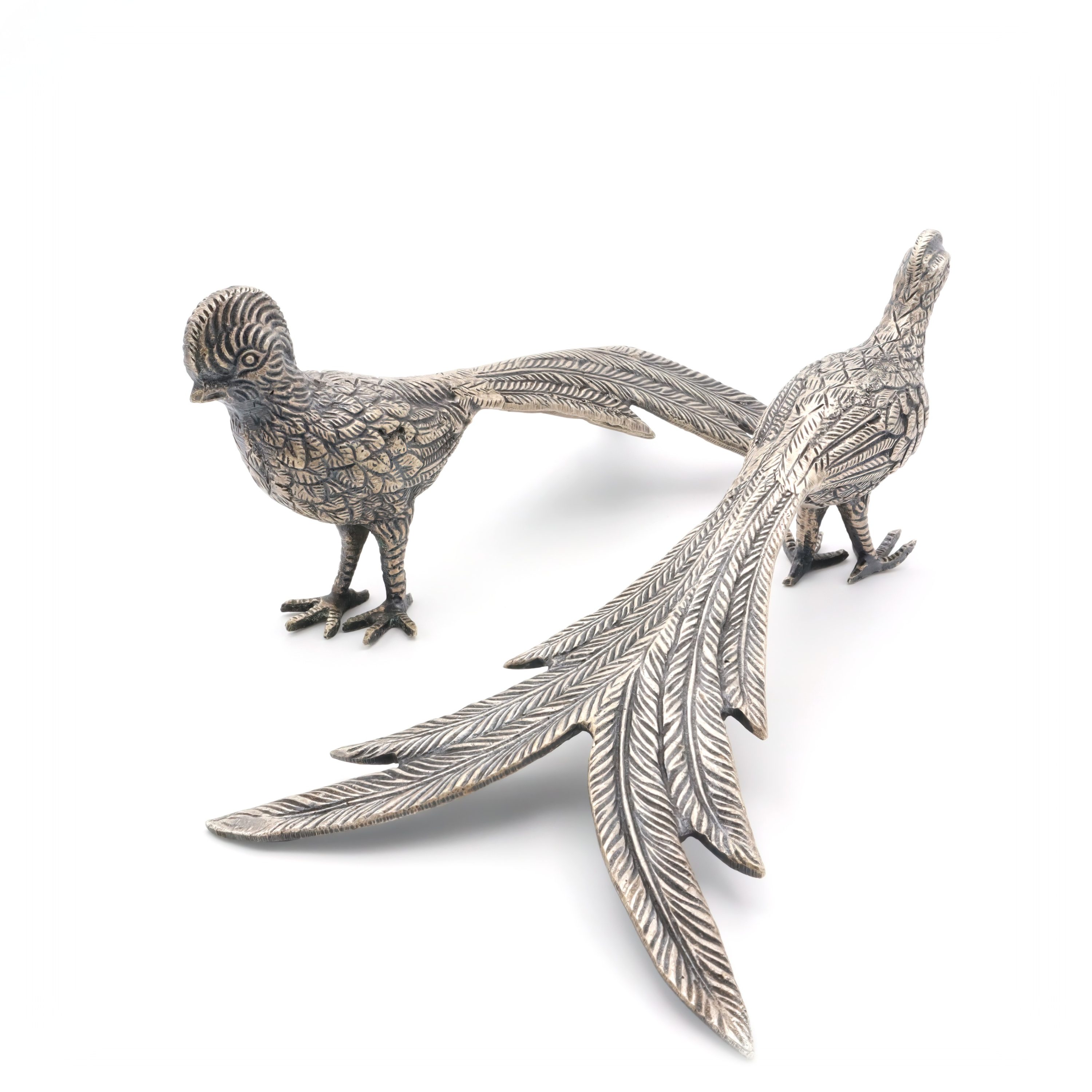 Vintage Metall Fasanenfiguren - Tischdekoration - Für Vogelliebhaber - Rustikale Wohndekoration - Fasanen-Paar - Tier-Sammlerstücke