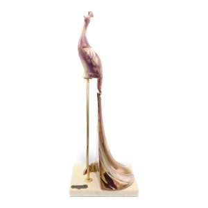 Pfauenfigur - Vergoldete Porzellan Vogel Statue - Sehr Seltene - Nicht Mehr Hergestellte Galos Skulptur - Vintage Wohnkultur