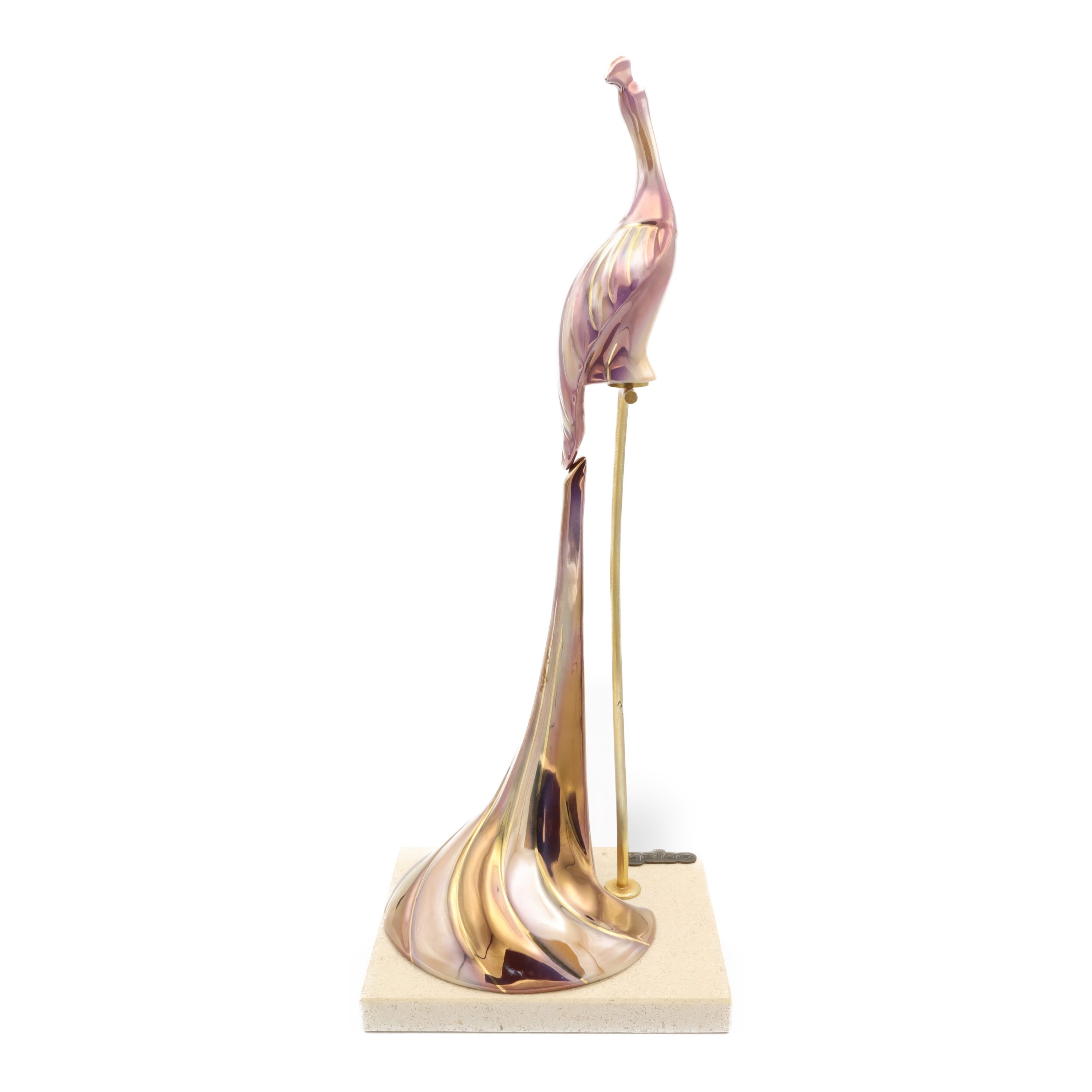 Pfauenfigur - Vergoldete Porzellan Vogel Statue - Sehr Seltene - Nicht Mehr Hergestellte Galos Skulptur - Vintage Wohnkultur