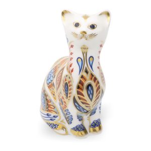 Porzellan Katzenfigur - Vintage Royal Crown Derby Imari Siamkatze Sammelobjekt Dekor