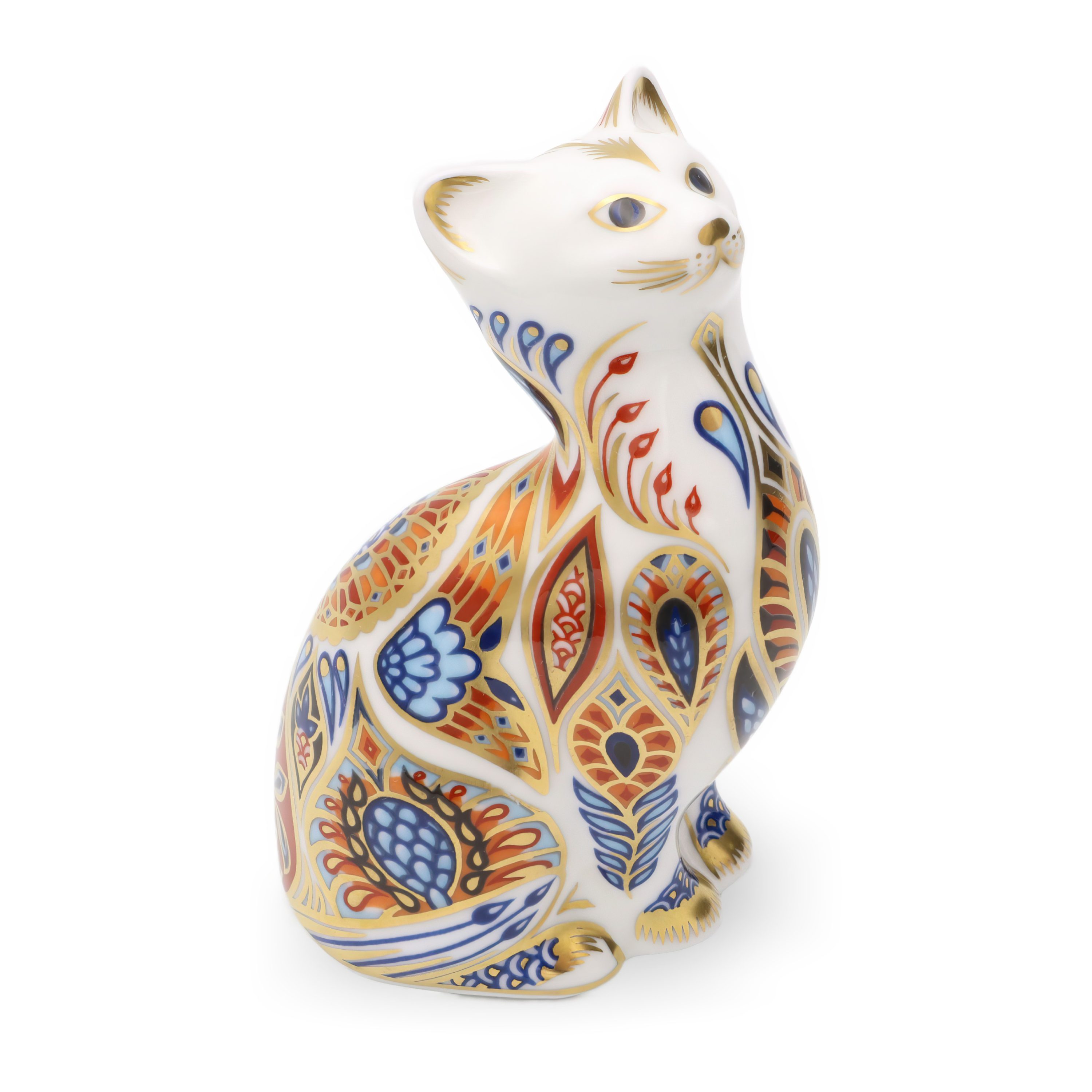 Porzellan Katzenfigur - Vintage Royal Crown Derby Imari Siamkatze Sammelobjekt Dekor