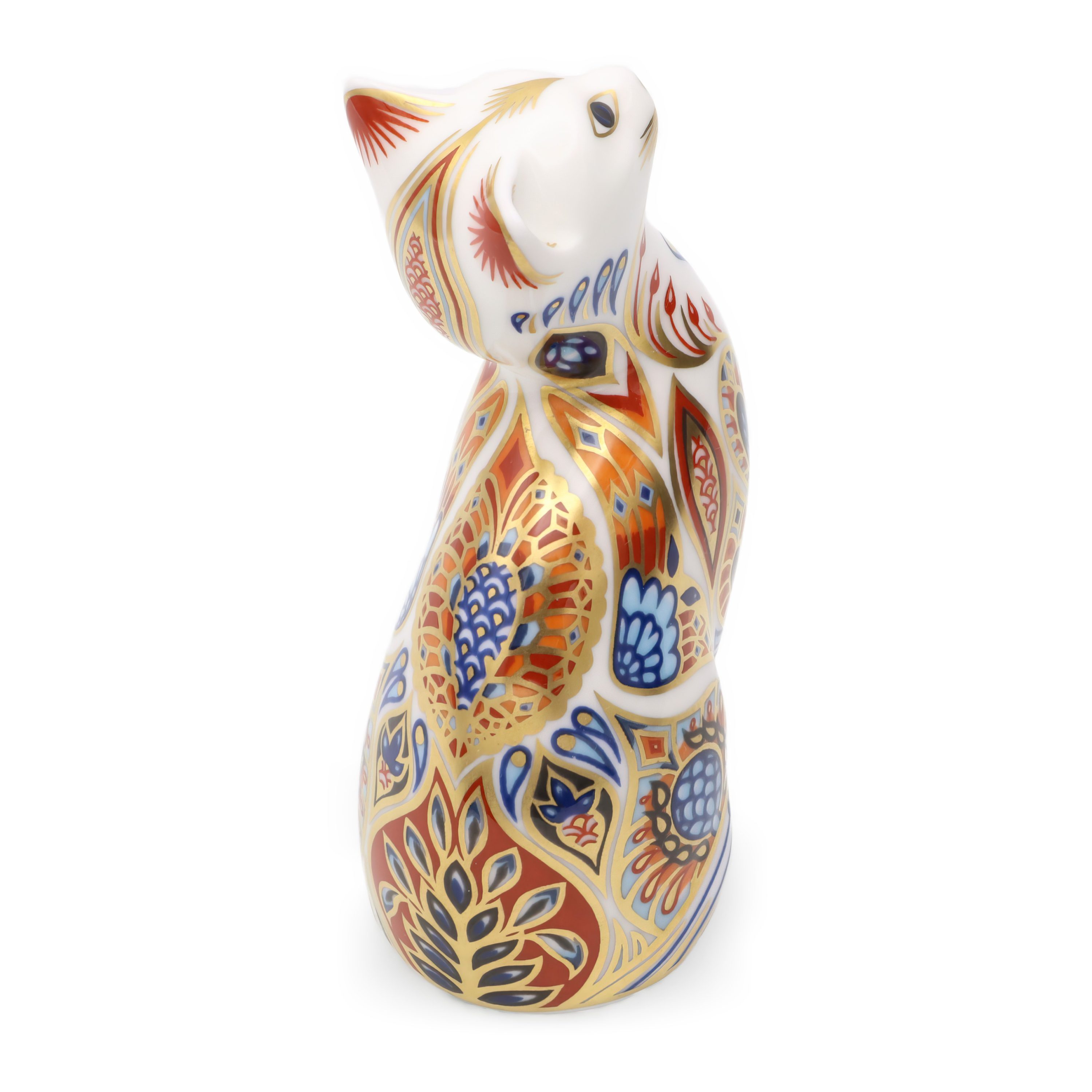 Porzellan Katzenfigur - Vintage Royal Crown Derby Imari Siamkatze Sammelobjekt Dekor