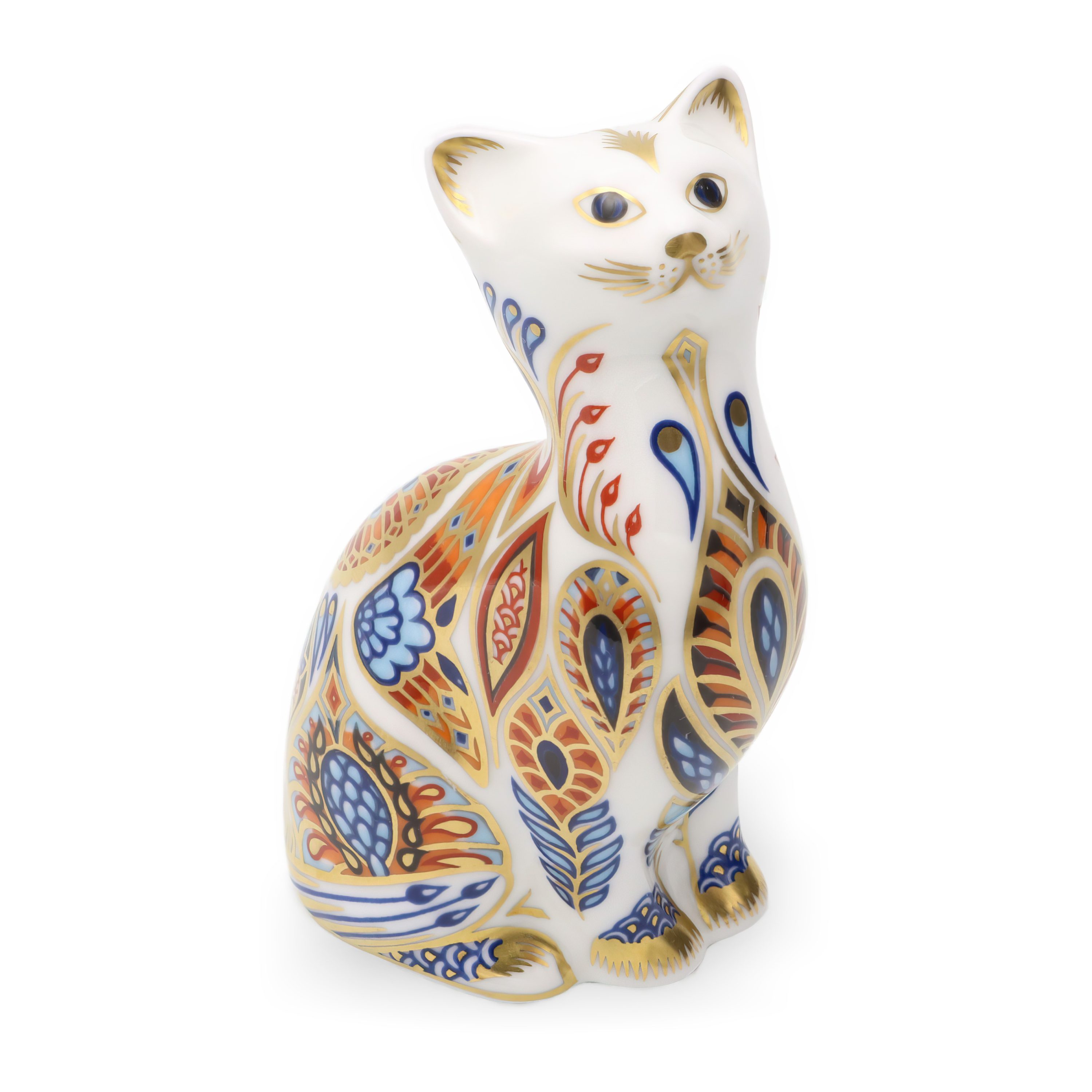 Porzellan Katzenfigur - Vintage Royal Crown Derby Imari Siamkatze Sammelobjekt Dekor