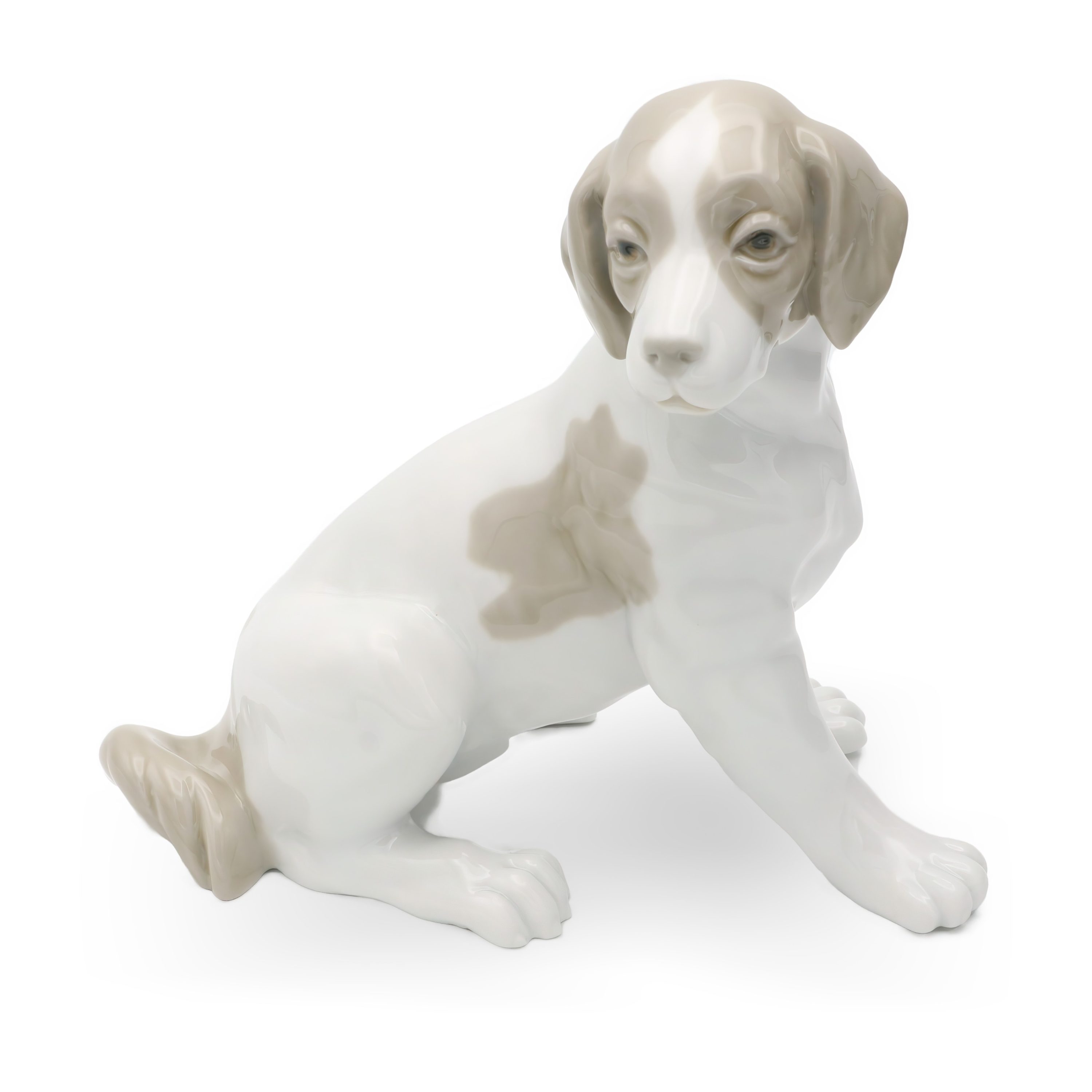 Porzellan-Hund Figur - Niedlicher Labrador Sitzend - Lladro NAO Handbemaltes Sammlerobjekt Dekor