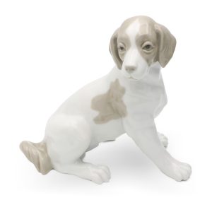 Porzellan-Hund Figur - Niedlicher Labrador Sitzend - Lladro NAO Handbemaltes Sammlerobjekt Dekor