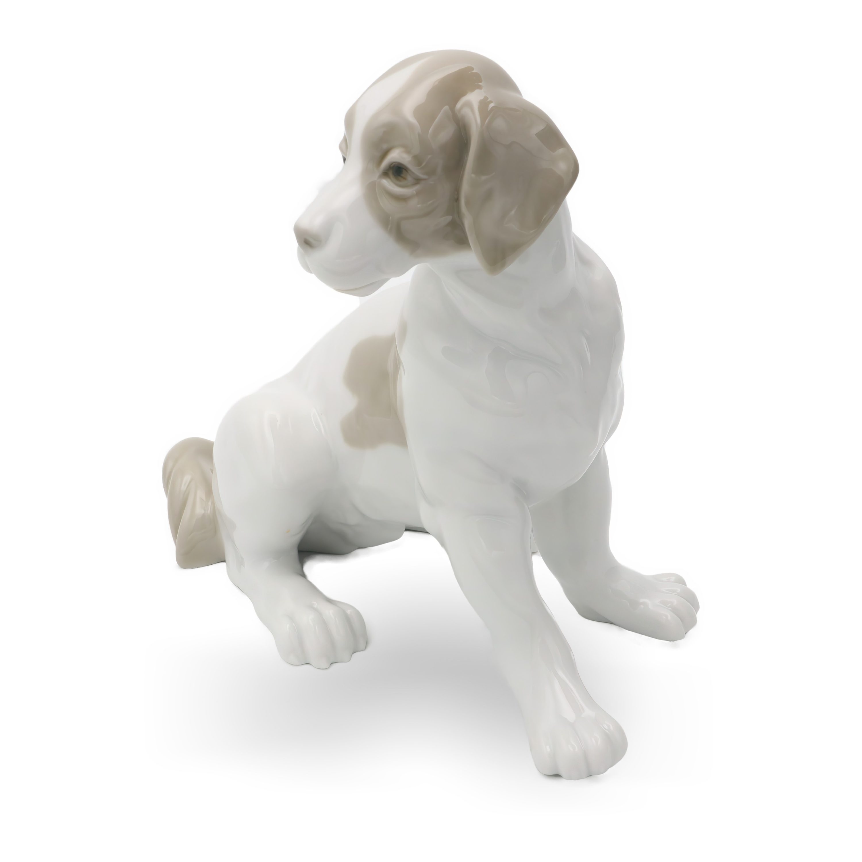 Porzellan-Hund Figur - Niedlicher Labrador Sitzend - Lladro NAO Handbemaltes Sammlerobjekt Dekor