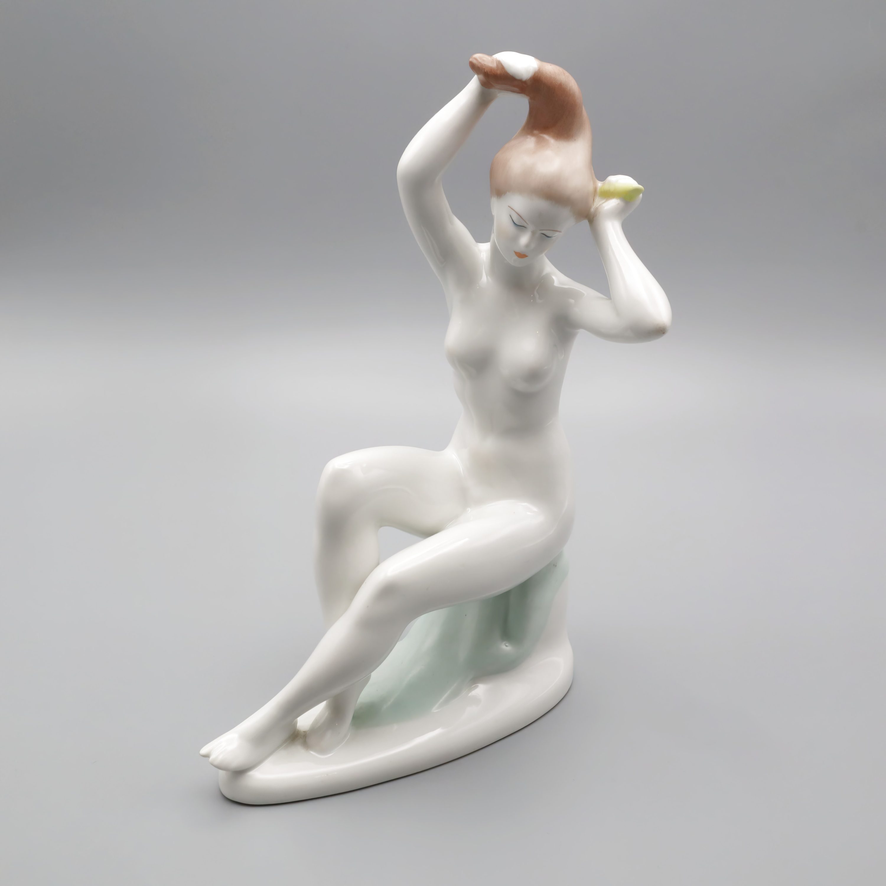 Retro Aktfigur Mit Erhobenen Armen - Vintage Porzellan Aktdame Aus Den 1960ern - Mid Century Modern Wohnaccessoire - Retro Glamour Figur