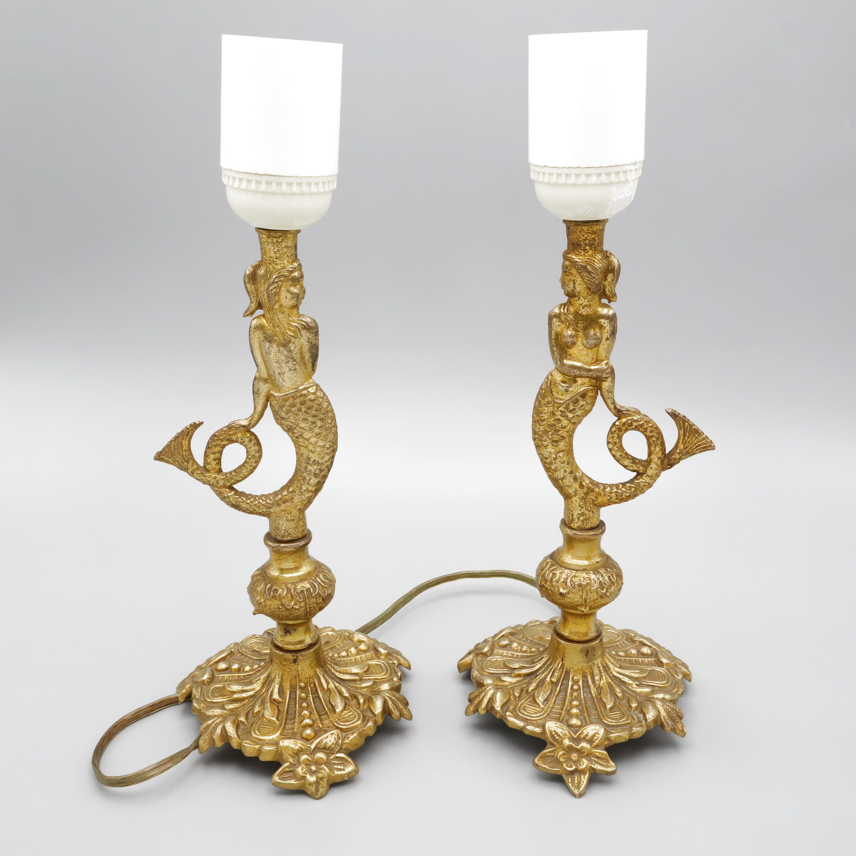 Vintage Bronze Lampe - Massives Bronze - Paar Sirenen - Vintage 1950er - Mid-Century Beleuchtung - Retro Wohnkultur - Antiker Stil Lampe