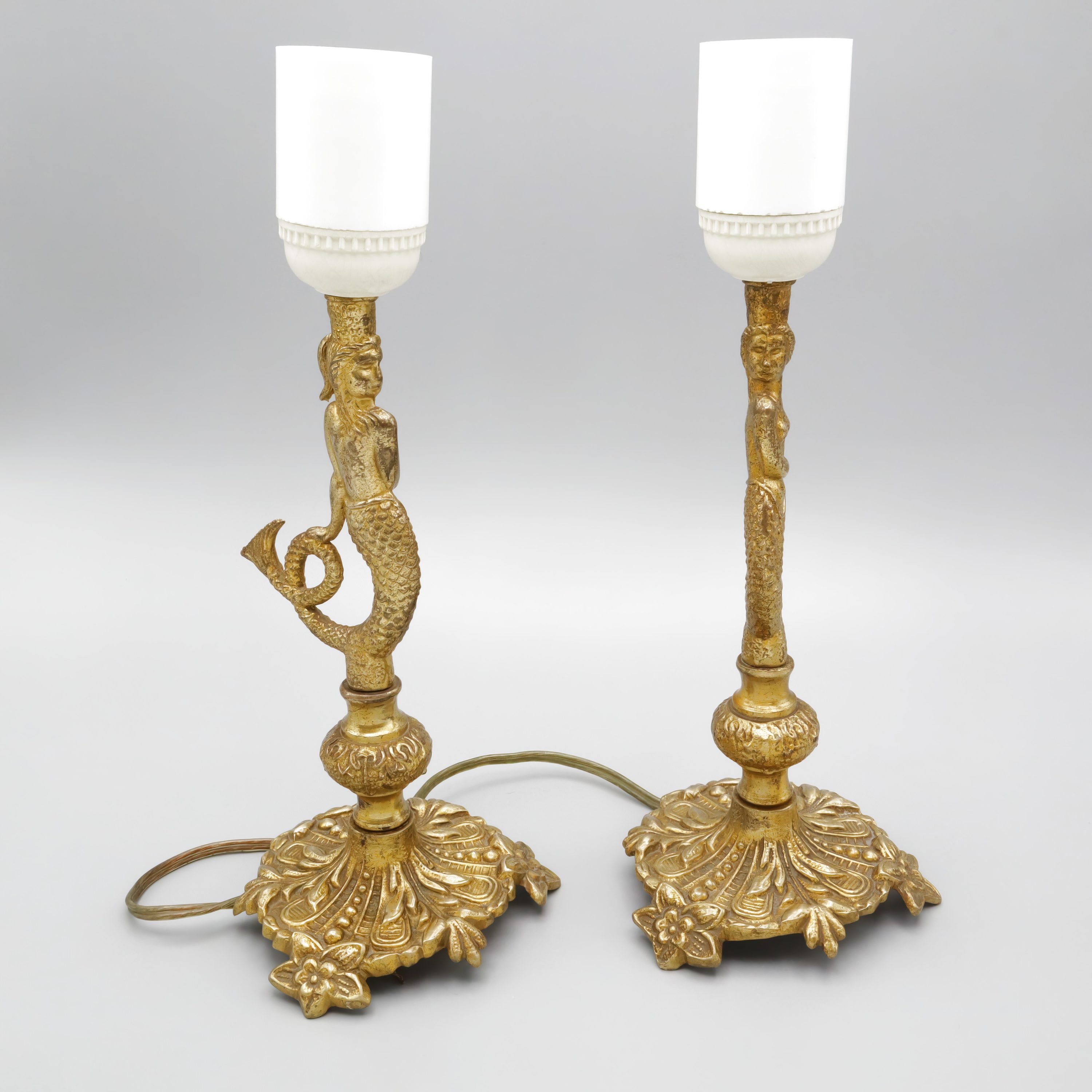 Vintage Bronze Lampe - Massives Bronze - Paar Sirenen - Vintage 1950er - Mid-Century Beleuchtung - Retro Wohnkultur - Antiker Stil Lampe