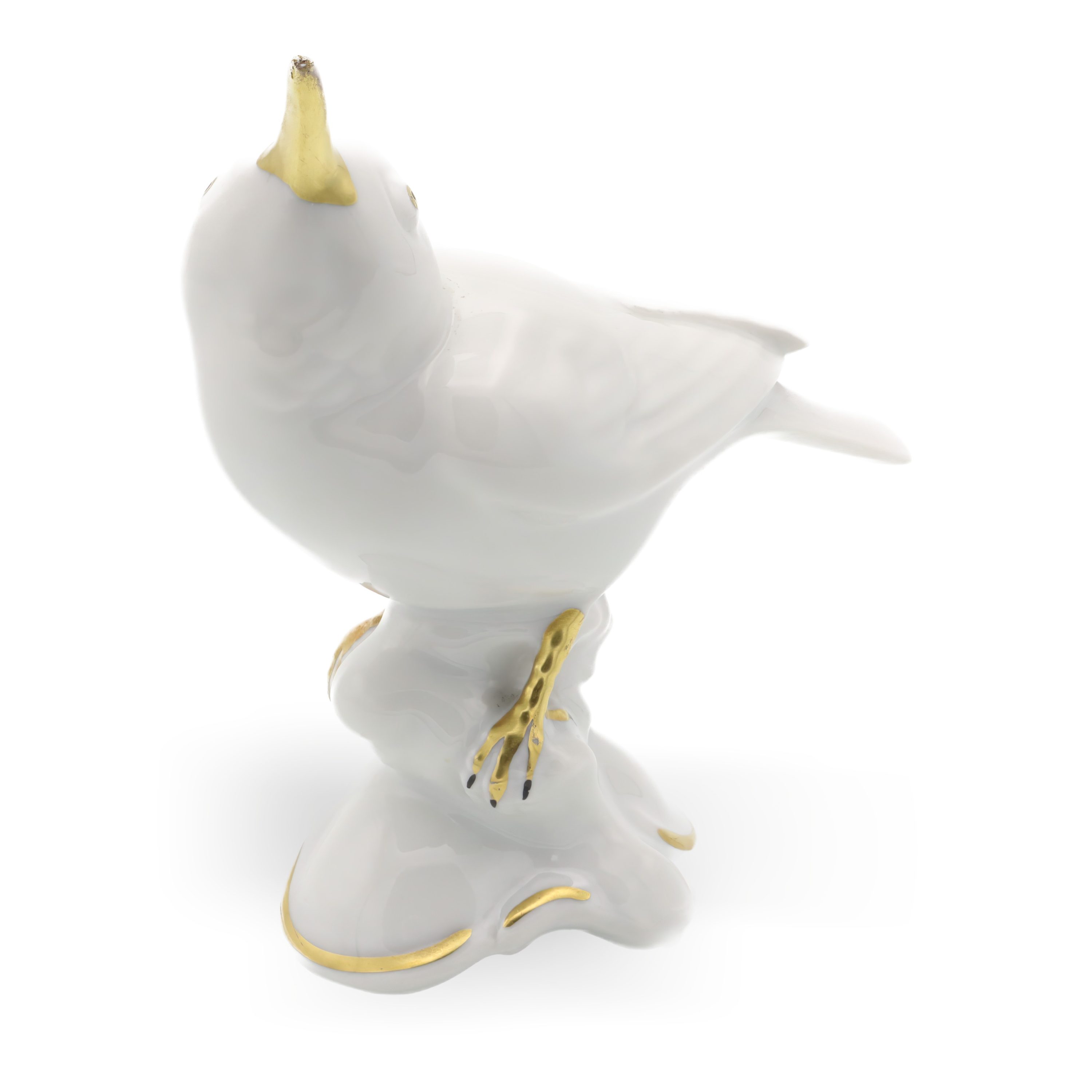 Weiße Porzellan Vogel-Figur - Goldene Akzente - Auslaufendes Sammlerstück - Gerold Porzellan Bayern - Vintage Wohnkultur