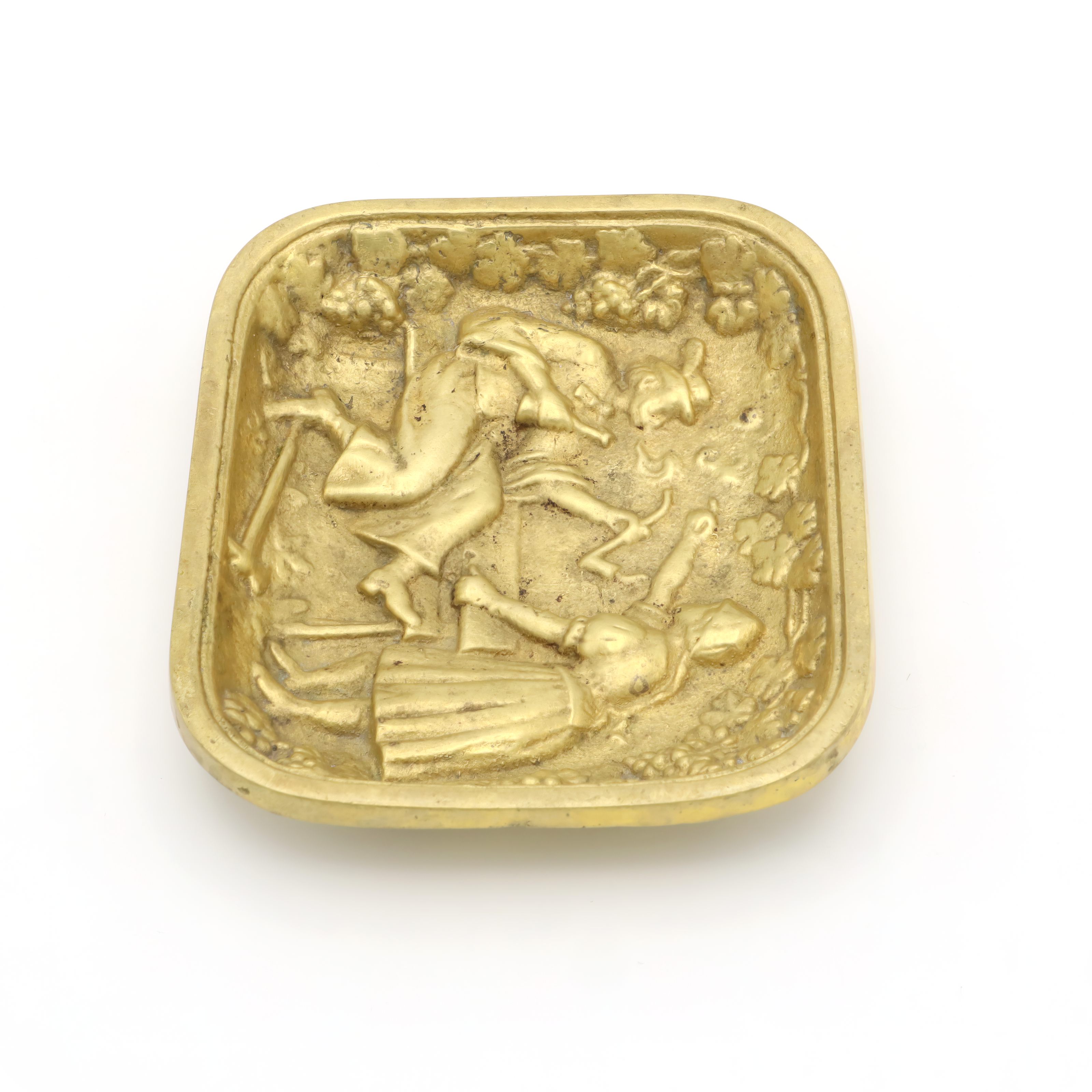 Antike Messing Ablageschale - Volksmotiv - Vintage Catchall Tablett - Dekoratives Messingtablett - Schmuckablage - Mid-Century Wohnkultur - Boho Messingschale Thumbnail for Antike Messing Ablageschale - Volksmotiv - Vintage Catchall Tablett - Dekoratives Messingtablett - Schmuckablage - Mid-Century Wohnkultur - Boho Messingschale