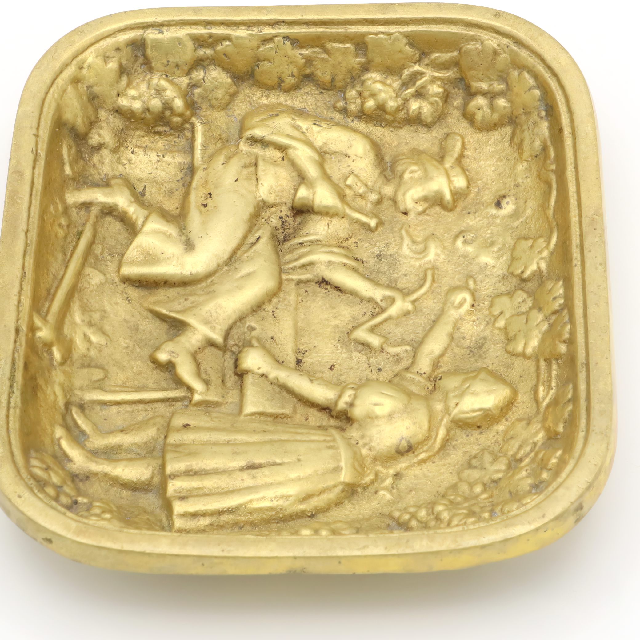 Antike Messing Ablageschale - Volksmotiv - Vintage Catchall Tablett - Dekoratives Messingtablett - Schmuckablage - Mid-Century Wohnkultur - Boho Messingschale Thumbnail for Antike Messing Ablageschale - Volksmotiv - Vintage Catchall Tablett - Dekoratives Messingtablett - Schmuckablage - Mid-Century Wohnkultur - Boho Messingschale