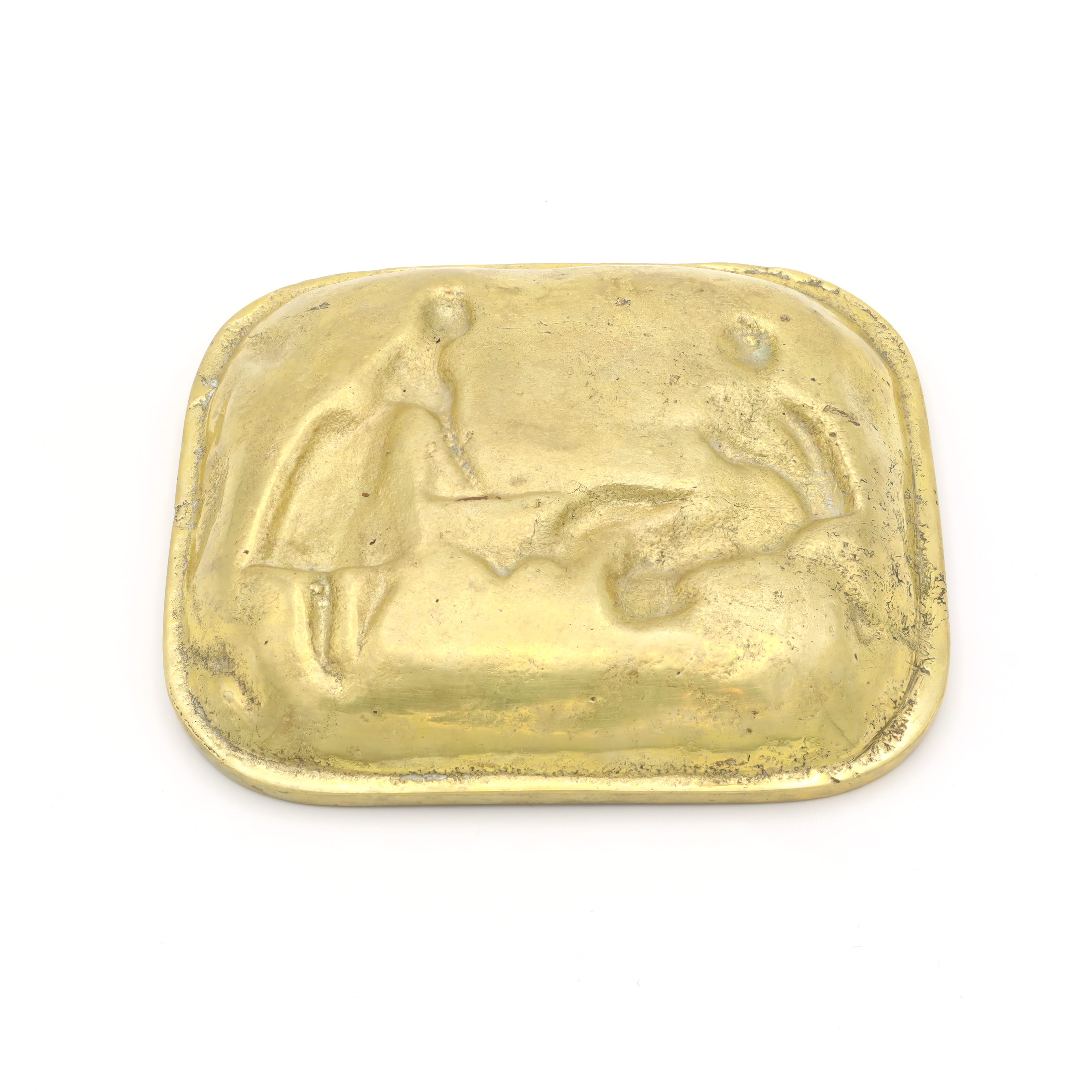 Antike Messing Ablageschale - Volksmotiv - Vintage Catchall Tablett - Dekoratives Messingtablett - Schmuckablage - Mid-Century Wohnkultur - Boho Messingschale Thumbnail for Antike Messing Ablageschale - Volksmotiv - Vintage Catchall Tablett - Dekoratives Messingtablett - Schmuckablage - Mid-Century Wohnkultur - Boho Messingschale