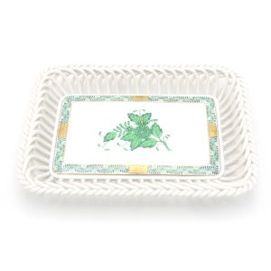 Herend Chinesisches Bouquet Grün Centerpiece - Porzellan Mittelpunkt - Handbemalt - Vintage Herend Ungarn - Tischdeko - Bonbonniere - MCM Geschenk Herend Chinesisches Bouquet Grün Centerpiece - Porzellan Mittelpunkt - Handbemalt - Vintage Herend Ungarn - Tischdeko - Bonbonniere - MCM Geschenk