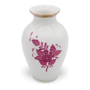 Herend Chinesisches Bukett Purpur Vase - Flechtmuster - Himbeerrosa - Vintage Ungarisches Porzellan