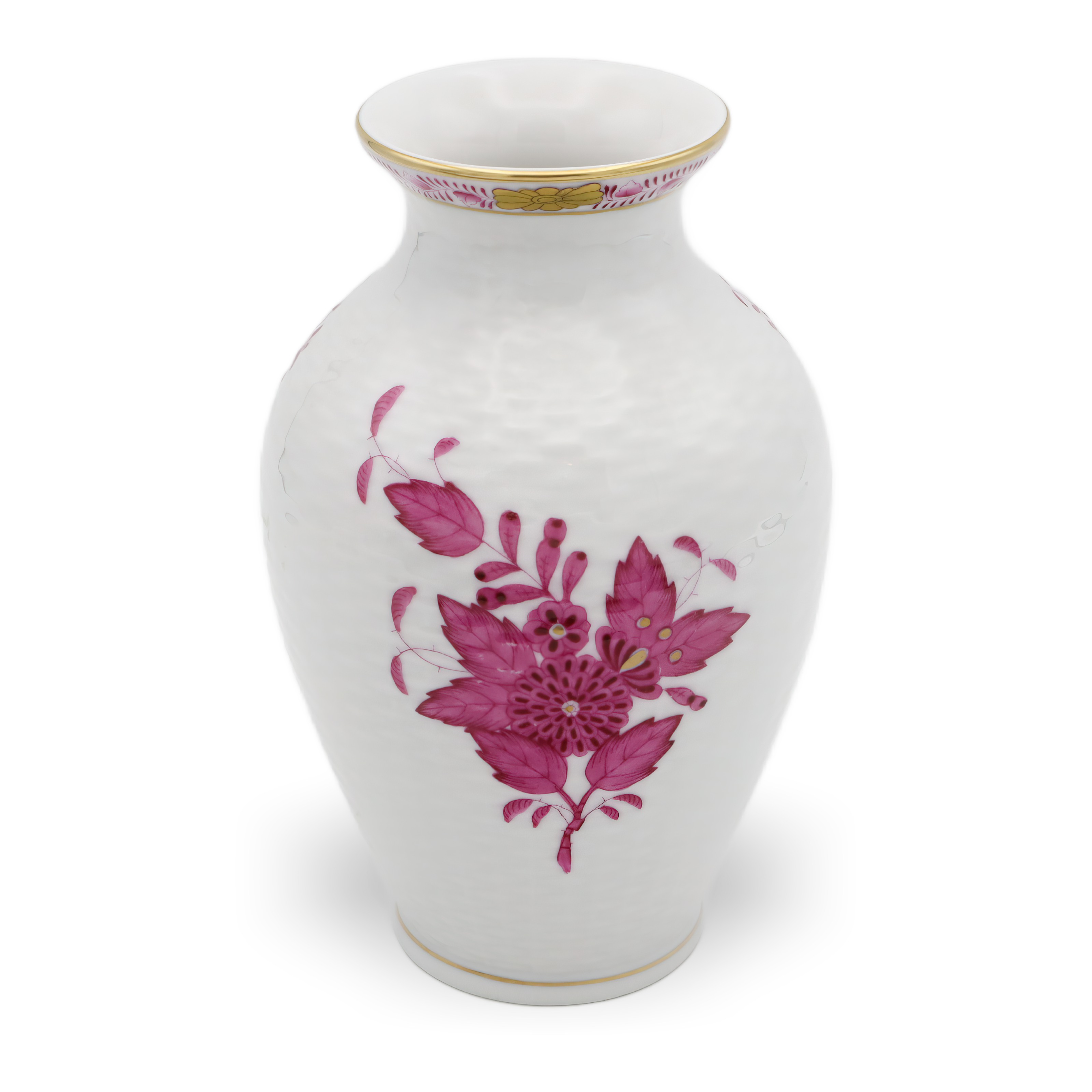 Herend Chinesisches Bukett Purpur Vase - Flechtmuster - Himbeerrosa - Vintage Ungarisches Porzellan Herend Chinesisches Bukett Purpur Vase - Flechtmuster - Himbeerrosa - Vintage Ungarisches Porzellan