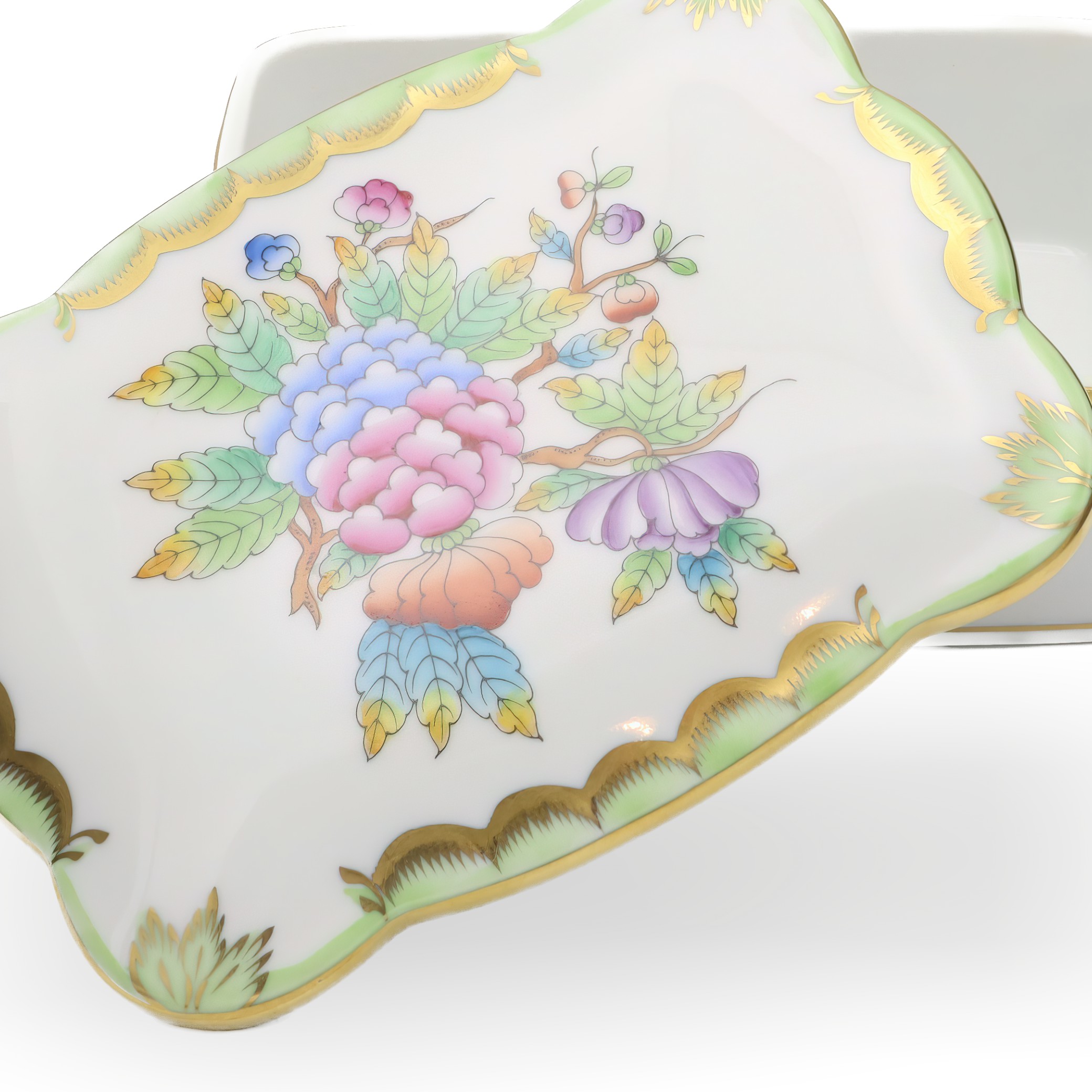 Herend Königin Viktoria Große Schmuckdose - Vintage Schmuckkästchen - Handbemalte Bonbonniere - Sammlerstück Porzellan Andenkenbehälter Thumbnail for Herend Königin Viktoria Große Schmuckdose - Vintage Schmuckkästchen - Handbemalte Bonbonniere - Sammlerstück Porzellan Andenkenbehälter