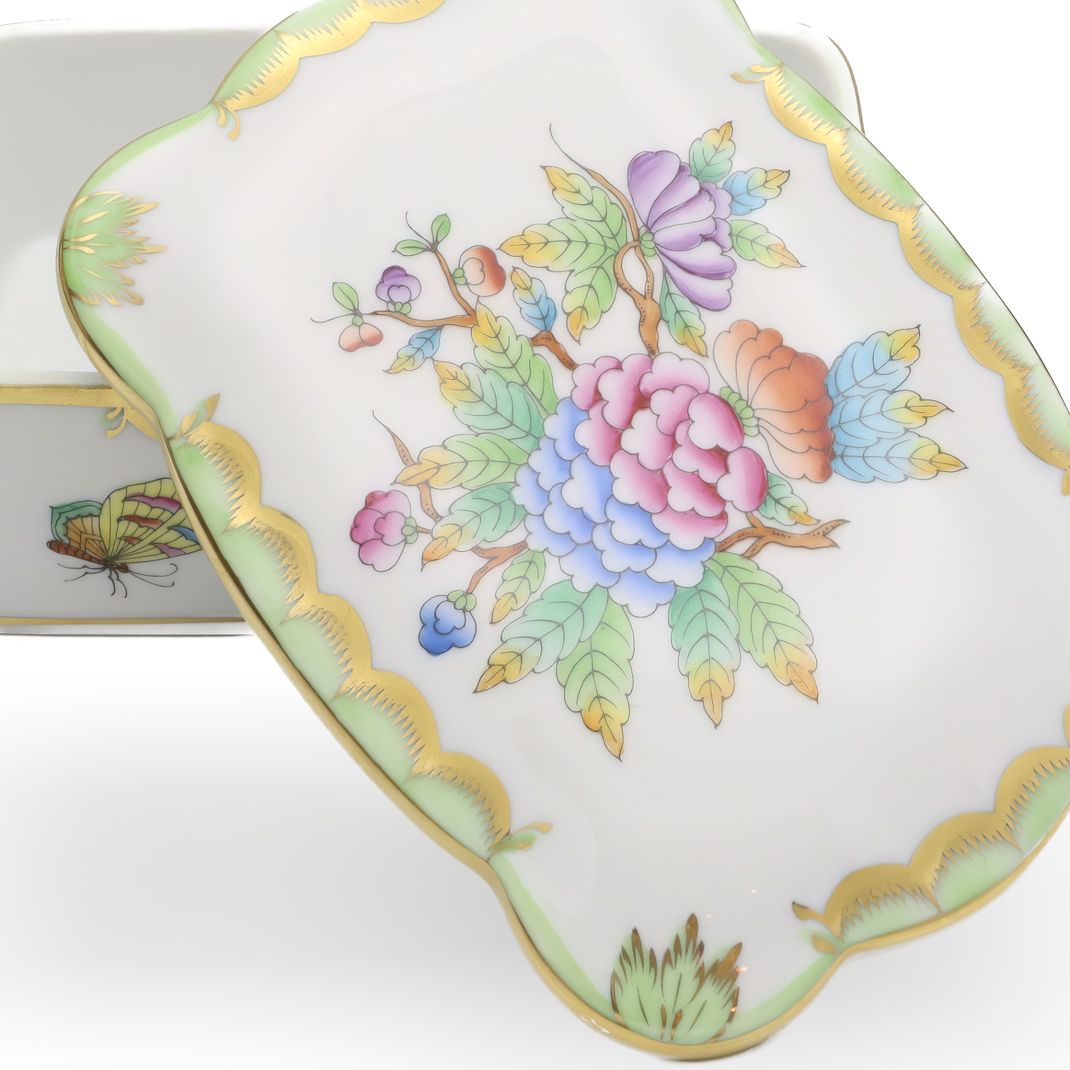 Herend Königin Viktoria Große Schmuckdose - Vintage Schmuckkästchen - Handbemalte Bonbonniere - Sammlerstück Porzellan Andenkenbehälter Thumbnail for Herend Königin Viktoria Große Schmuckdose - Vintage Schmuckkästchen - Handbemalte Bonbonniere - Sammlerstück Porzellan Andenkenbehälter