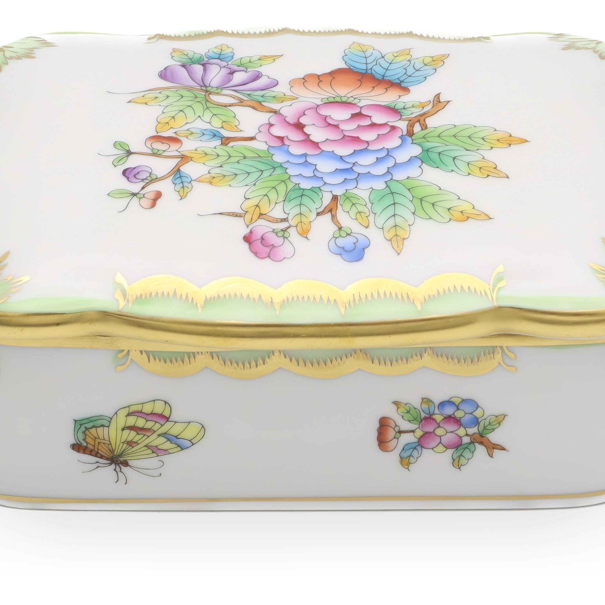 Herend Königin Viktoria Große Schmuckdose - Vintage Schmuckkästchen - Handbemalte Bonbonniere - Sammlerstück Porzellan Andenkenbehälter Thumbnail for Herend Königin Viktoria Große Schmuckdose - Vintage Schmuckkästchen - Handbemalte Bonbonniere - Sammlerstück Porzellan Andenkenbehälter