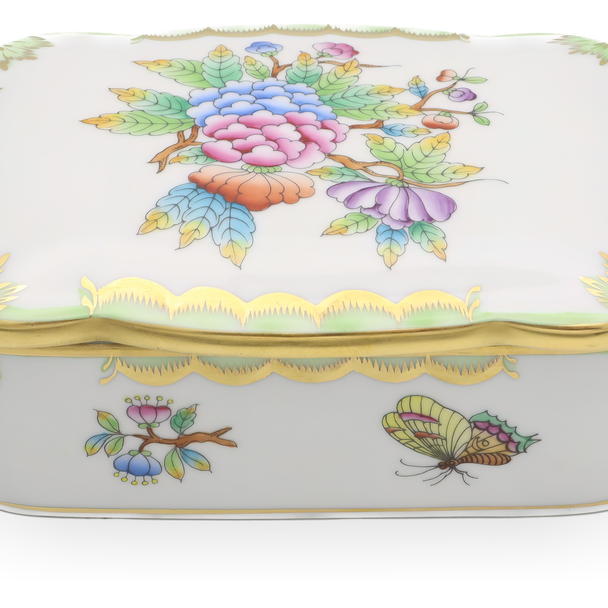 Herend Königin Viktoria Große Schmuckdose - Vintage Schmuckkästchen - Handbemalte Bonbonniere - Sammlerstück Porzellan Andenkenbehälter Thumbnail for Herend Königin Viktoria Große Schmuckdose - Vintage Schmuckkästchen - Handbemalte Bonbonniere - Sammlerstück Porzellan Andenkenbehälter