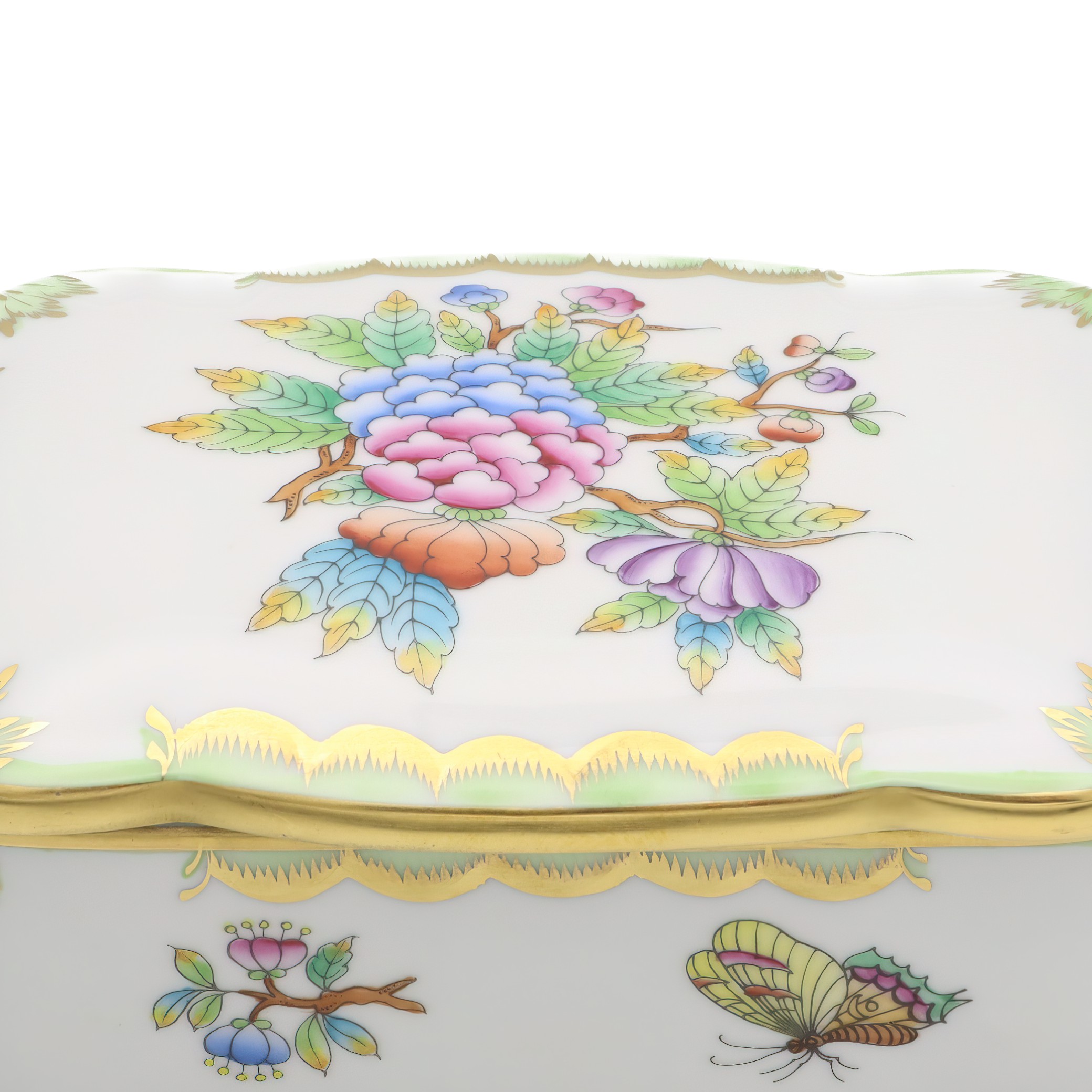 Herend Königin Viktoria Große Schmuckdose - Vintage Schmuckkästchen - Handbemalte Bonbonniere - Sammlerstück Porzellan Andenkenbehälter Thumbnail for Herend Königin Viktoria Große Schmuckdose - Vintage Schmuckkästchen - Handbemalte Bonbonniere - Sammlerstück Porzellan Andenkenbehälter