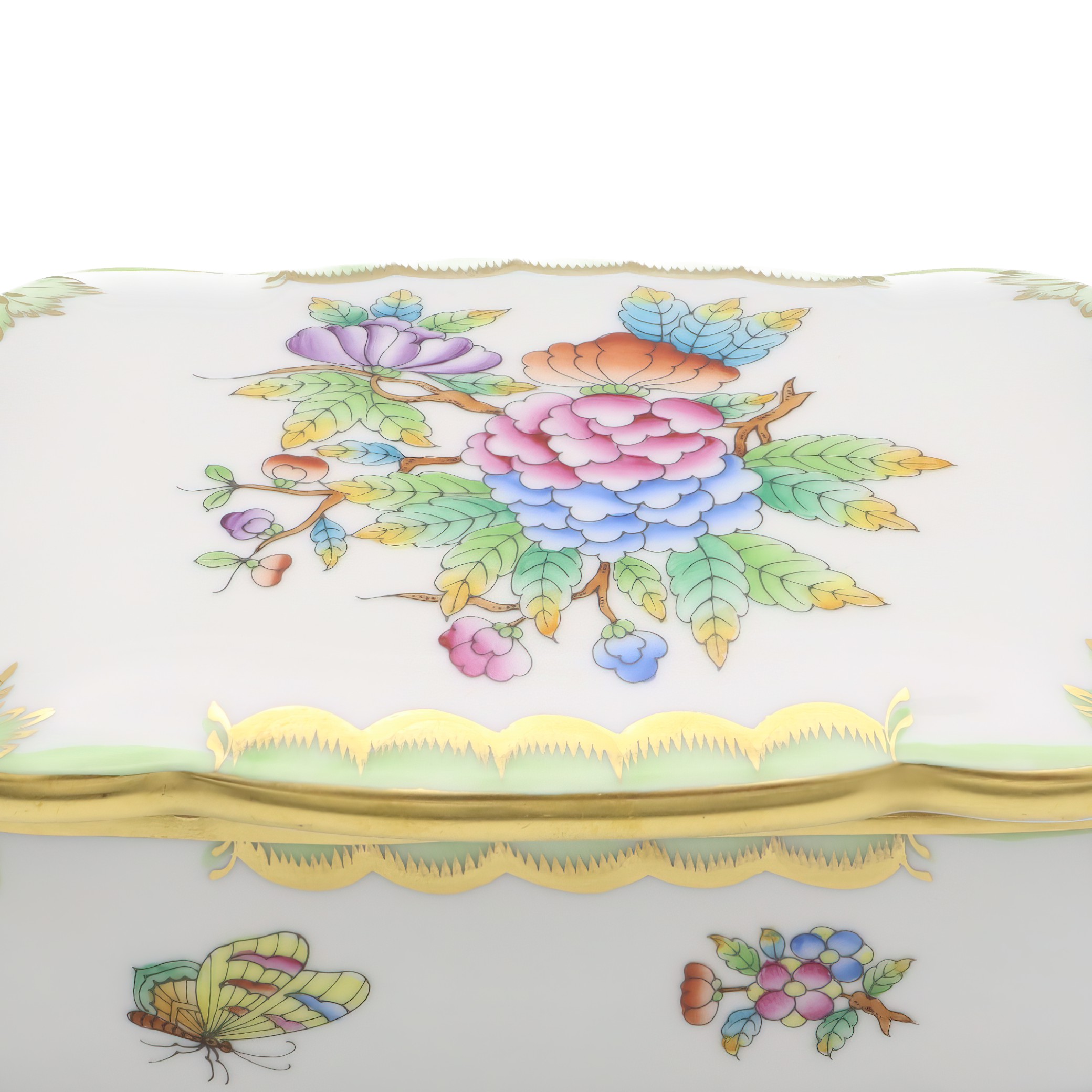 Herend Königin Viktoria Große Schmuckdose - Vintage Schmuckkästchen - Handbemalte Bonbonniere - Sammlerstück Porzellan Andenkenbehälter Thumbnail for Herend Königin Viktoria Große Schmuckdose - Vintage Schmuckkästchen - Handbemalte Bonbonniere - Sammlerstück Porzellan Andenkenbehälter