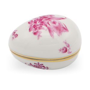 Herend Antike Nanking Rose Ei-förmige Schmuckdose - Handbemalte Porzellan Schatulle